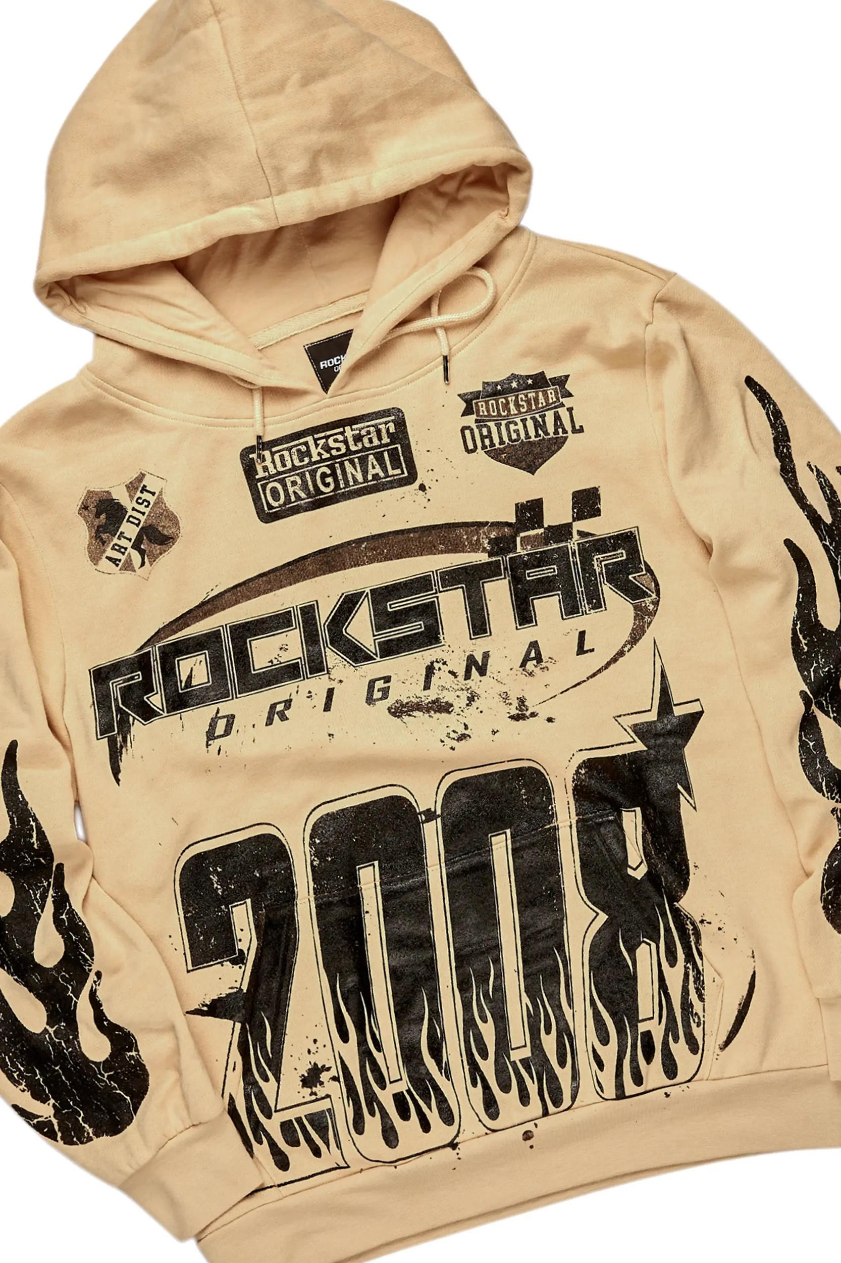 Amos Beige Stacked Flare Hoodie Track Set Male Product Image