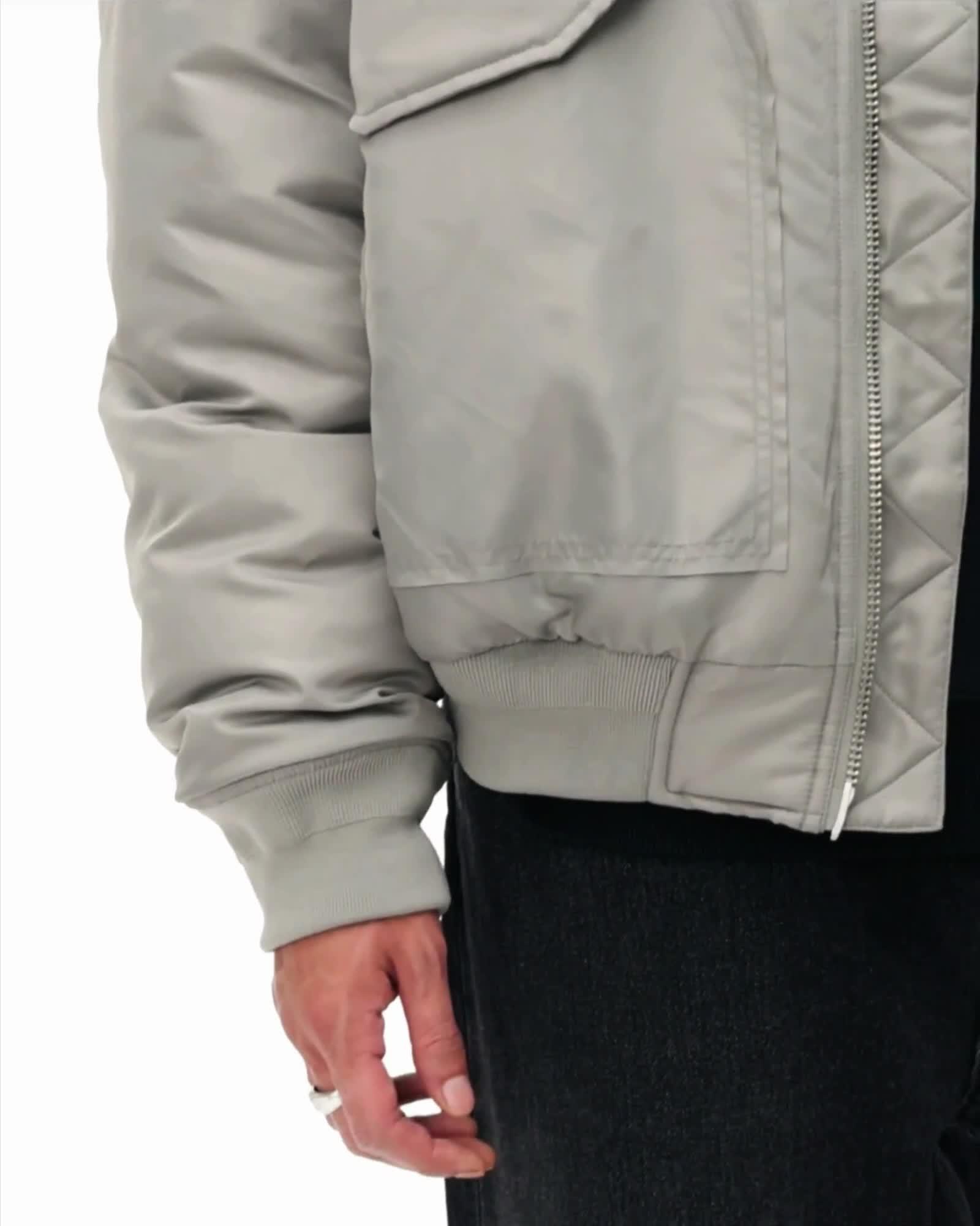 Camber Oversized Bomber Jacket Warm Grey | ALLSAINTS US Product Image
