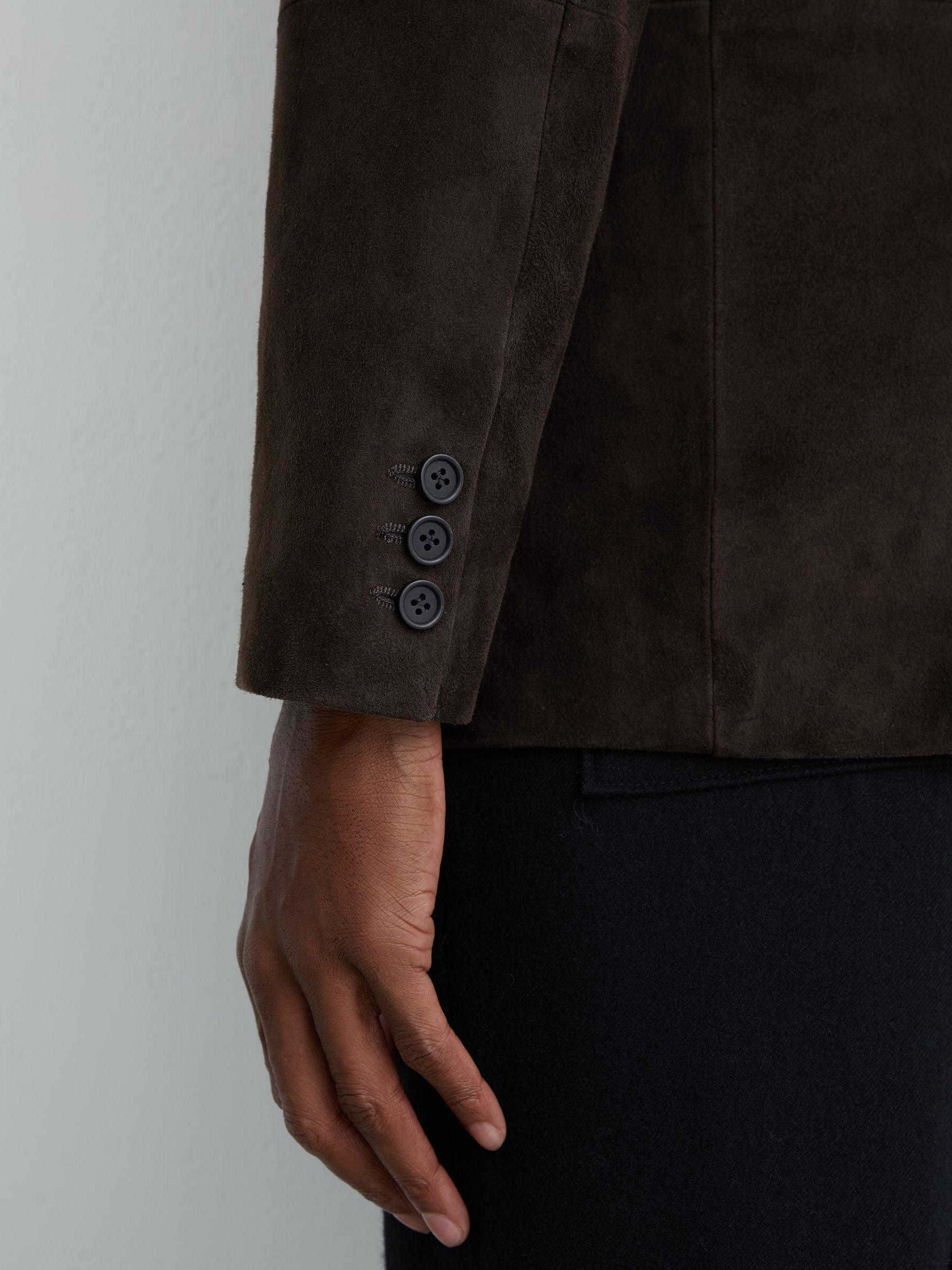 Suede Single-Breasted Blazer in Chocolate Brown Product Image