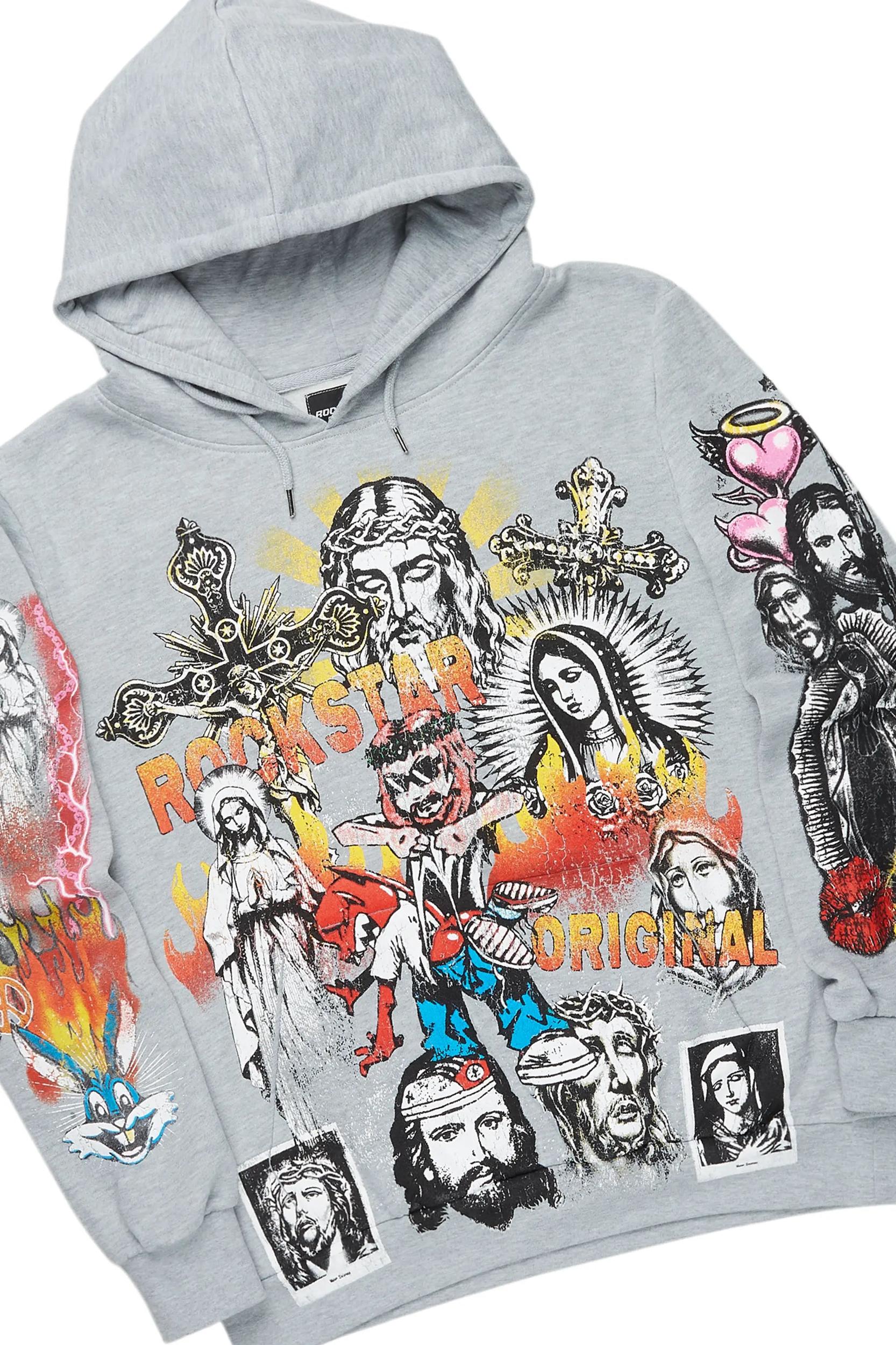 Santos Heather Grey Hoodie/Baggy Track Pant Set Male Product Image