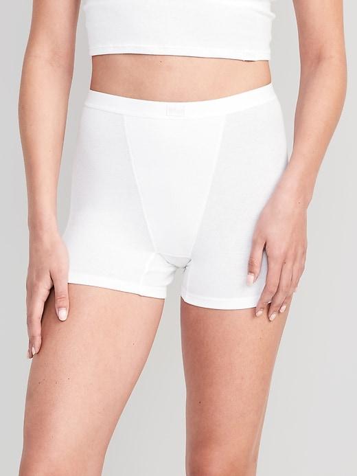 High-Waisted Ribbed Boyshort Briefs -- 3-inch inseam Product Image