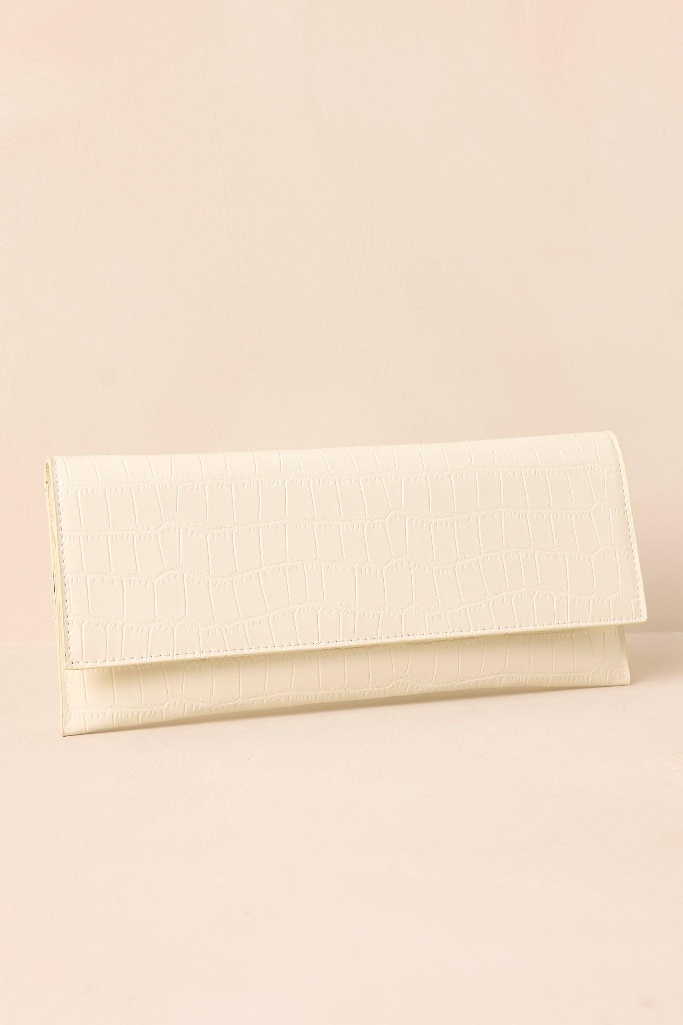 Spirit of Euphoria Ivory Faux Croc Clutch Product Image