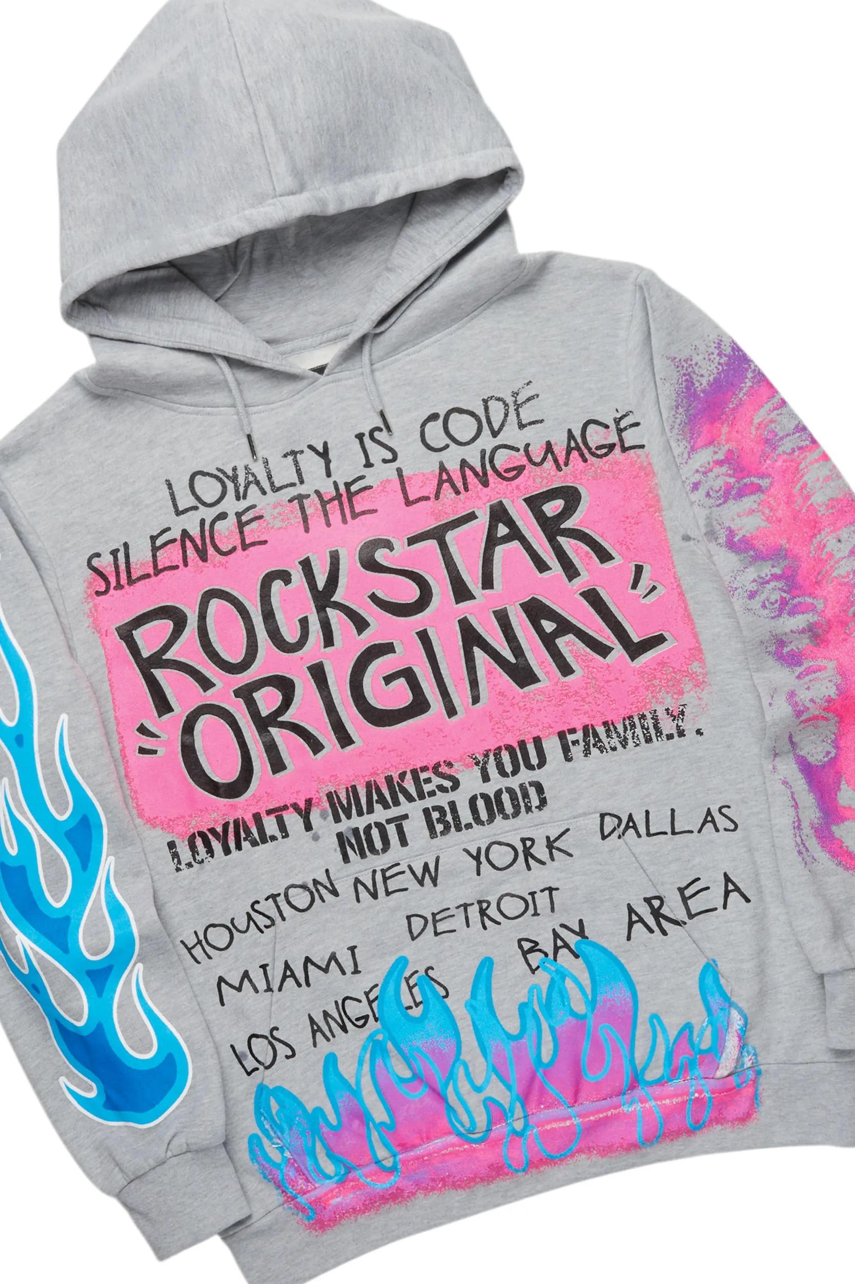 Beno Heather Grey Stacked Flare Hoodie Track Set Male Product Image