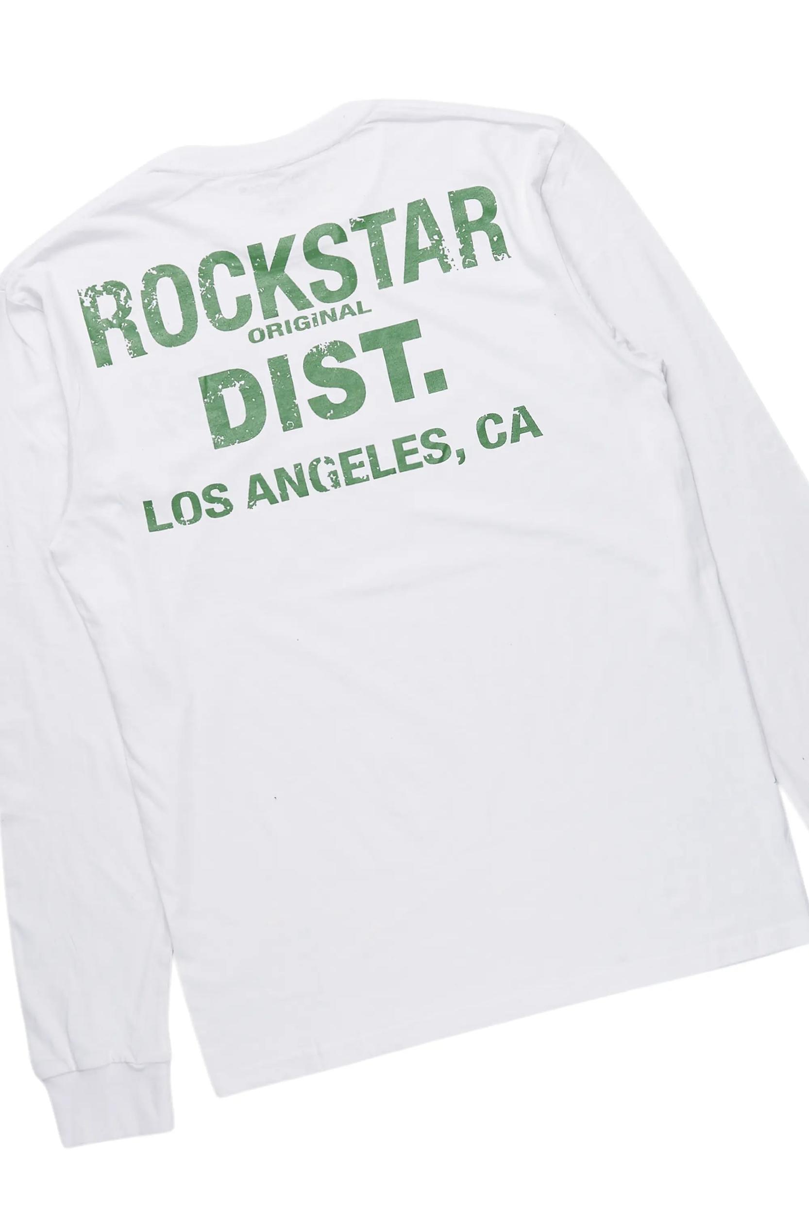 Bert White/Green Long Sleeve T-Shirt/Baggy Pant Set Male Product Image