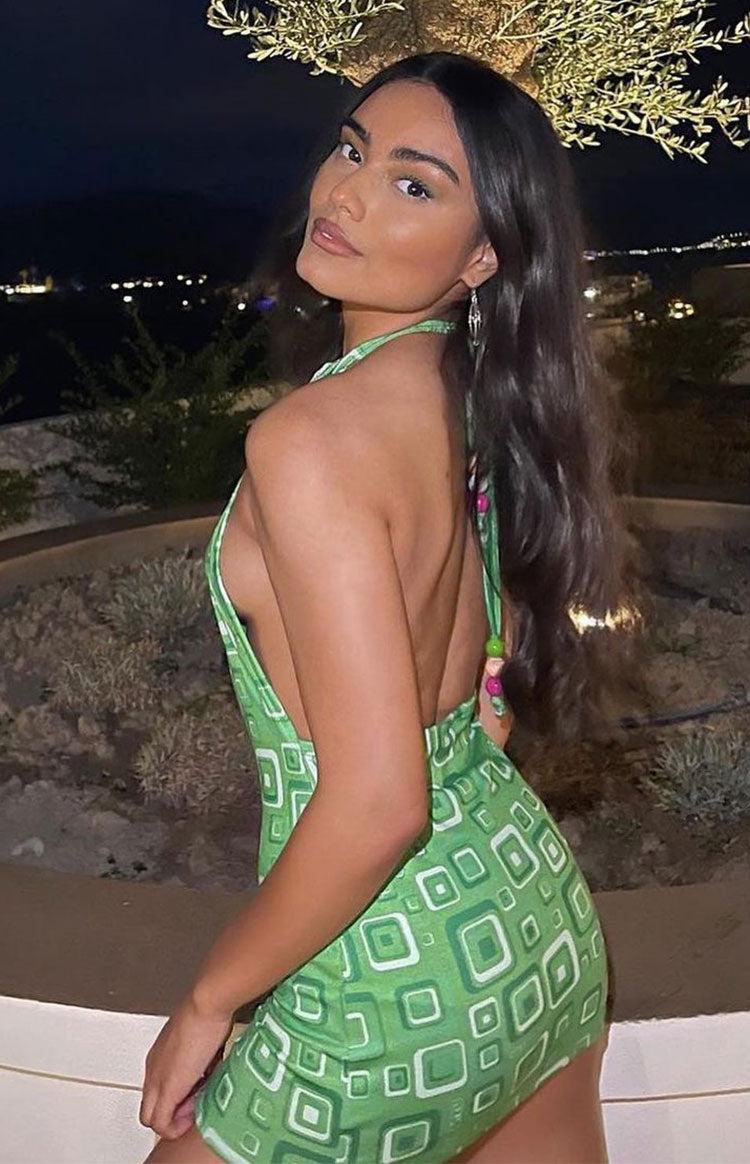 OMIGHTY Cubby Halter Dress Green Product Image
