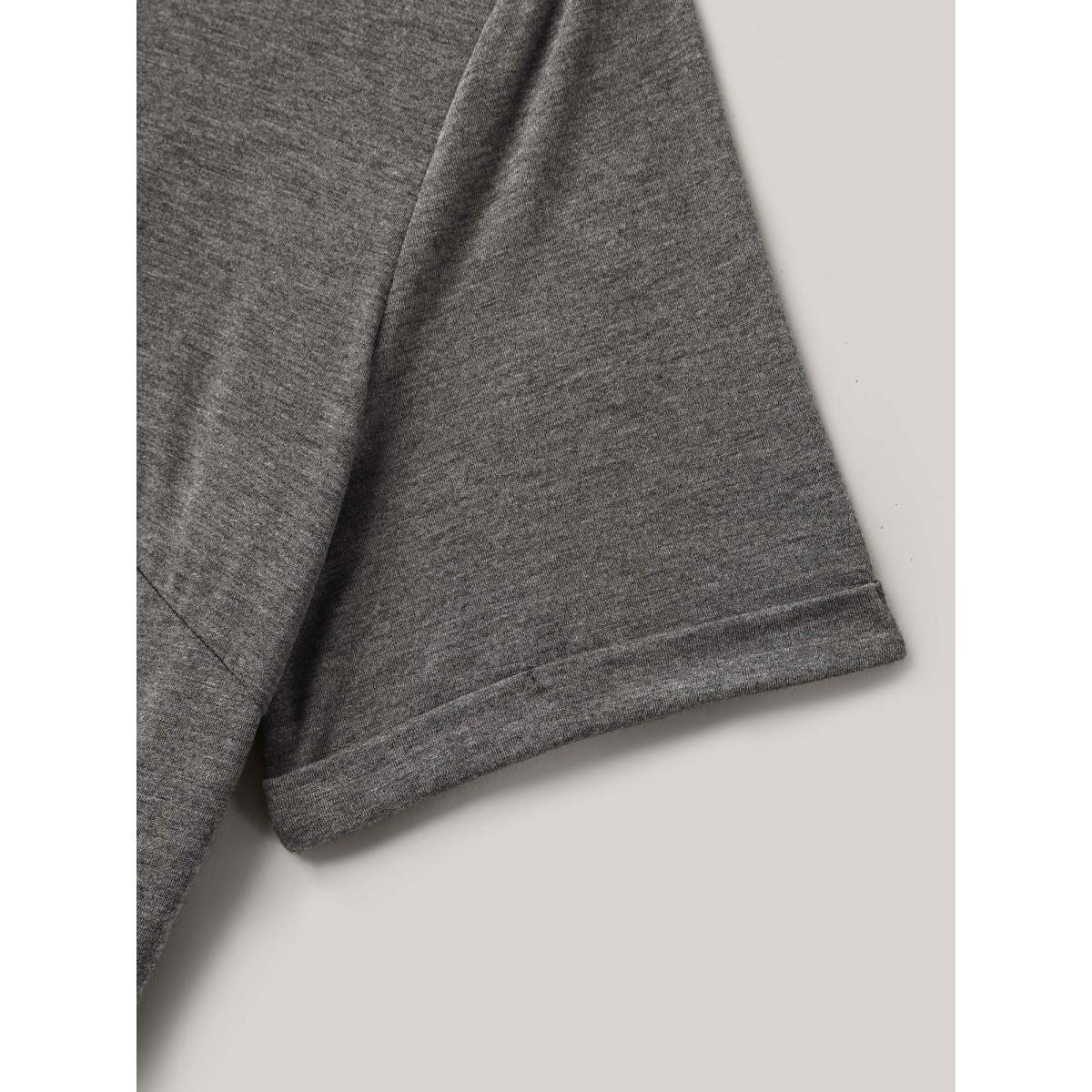 Plus Size Stretchy Fabric Pockets Ruffled Hem Midi Dress DarkGray Women Casual Knit Dresses Bloomchic 10/M Product Image