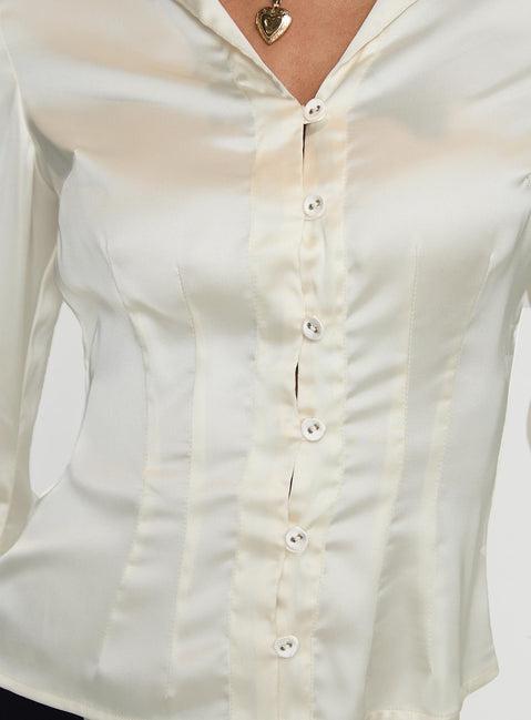 Miravella Long Sleeve Top Cream Product Image