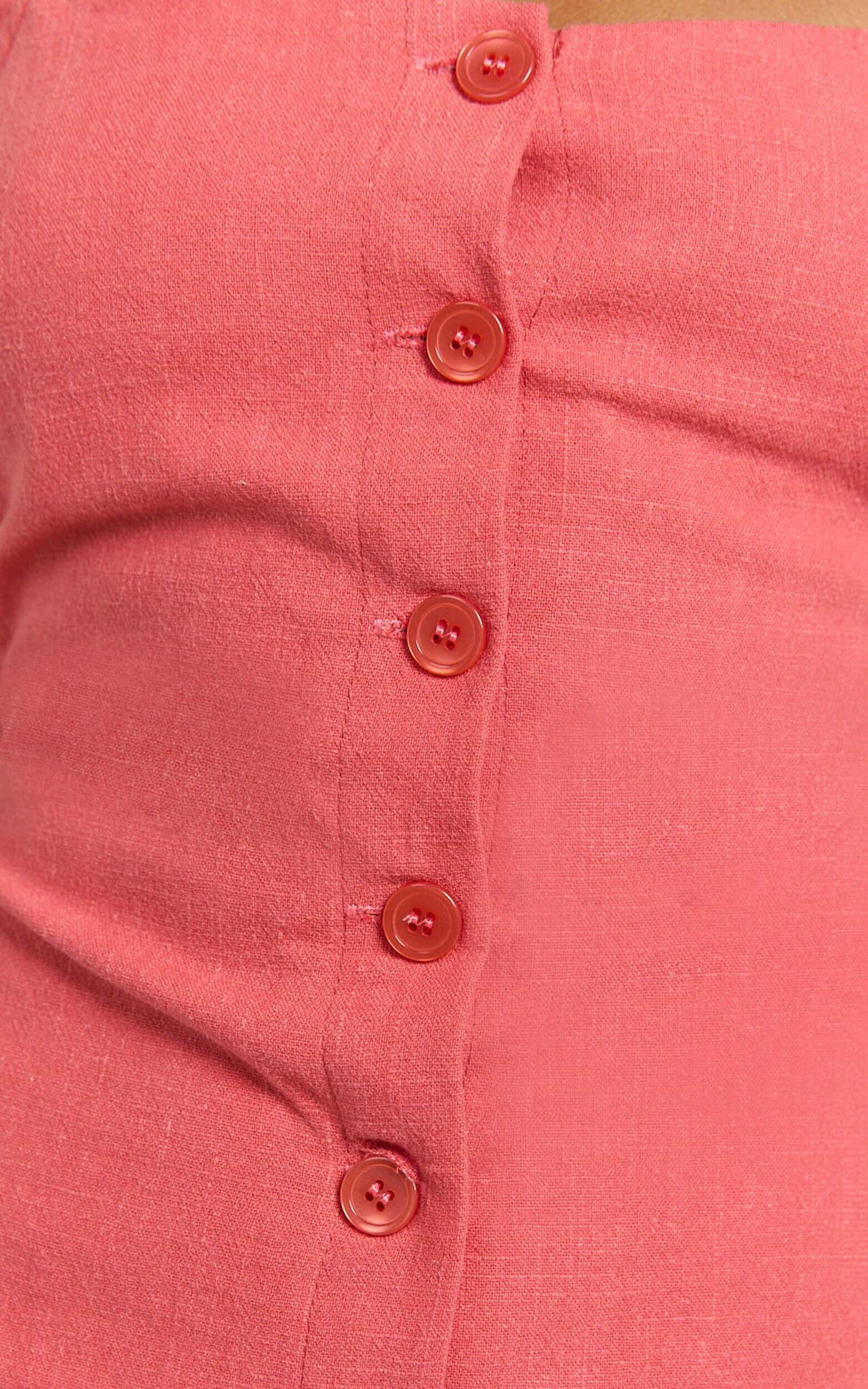 Ricki Mini Dress - Linen Halter Neck Shift Dress in Red Product Image