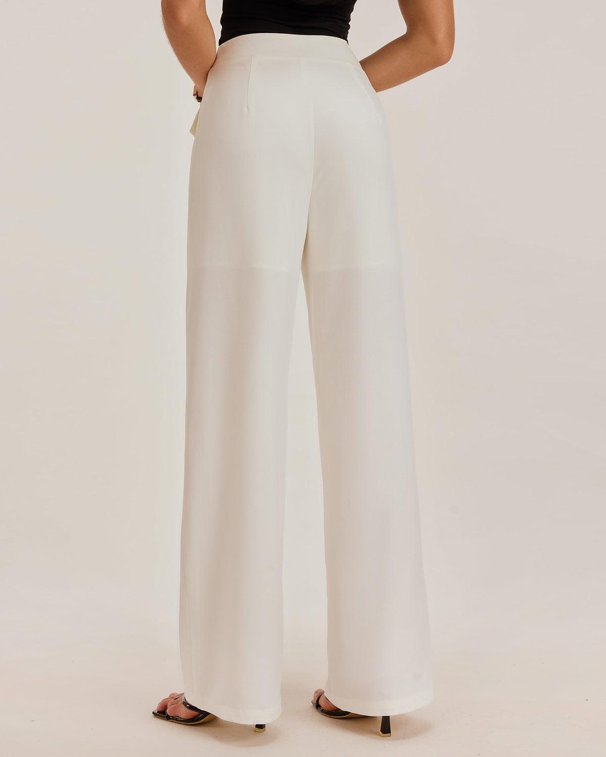 White Straight Pocket Pants Product Image