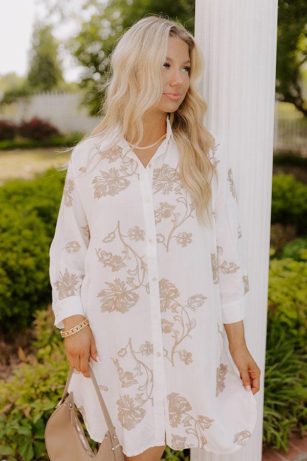 Bungalow Cutie Embroidered Button Down Mini Dress Product Image