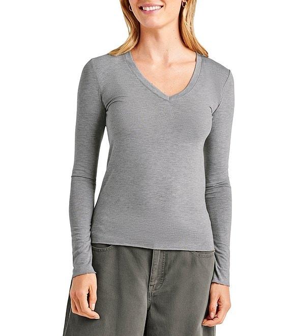 Splendid Bamboo Jersey V-Neck Long Sleeve Tee Product Image