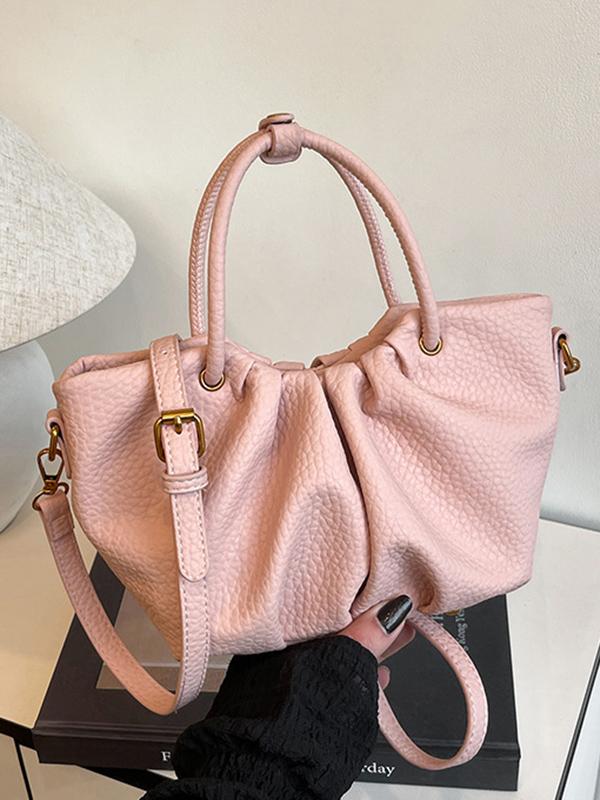 Pleated Solid Color Zipper Crossbody Bags Handbags Product Image