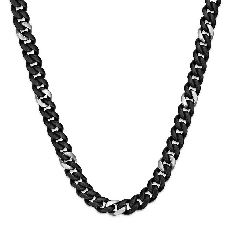Men's LYNX 12 mm Matte Black Ion-Plated Stainless Steel Cuban Chain Necklace,  Product Image