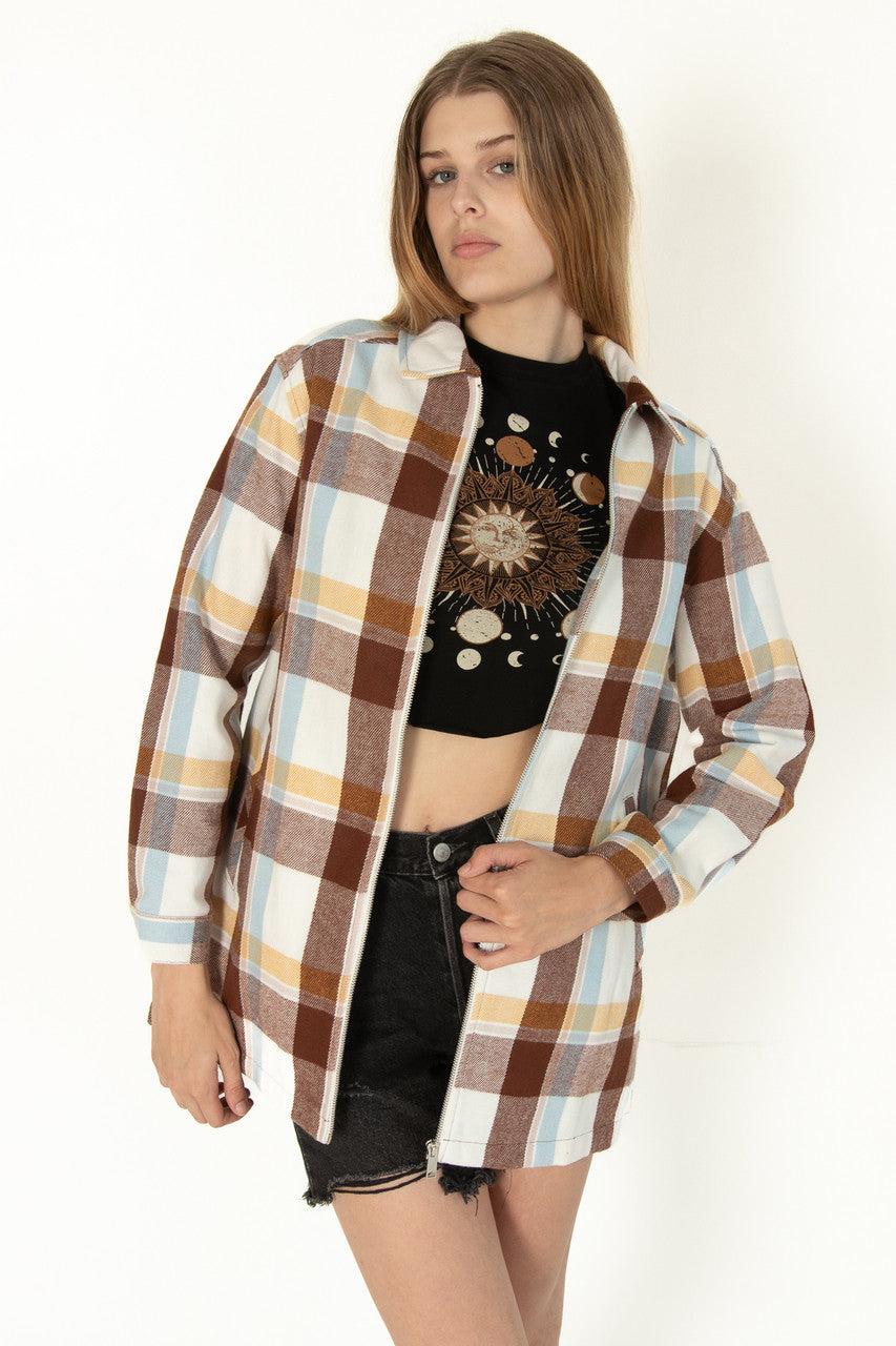 Plaid Zip Shacket Product Image