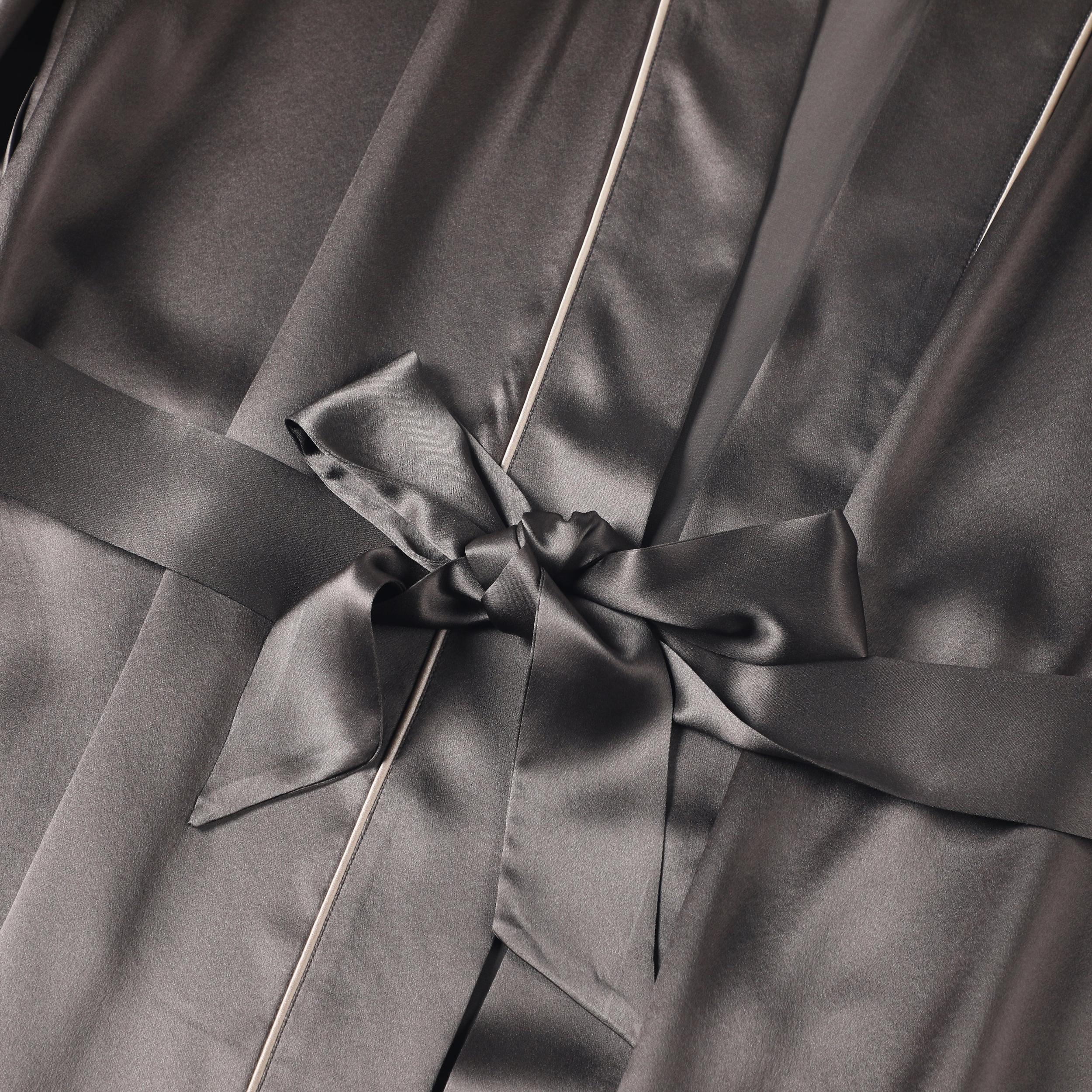 Gift Set | Pure Silk Grey Kimono Robe & Slip Dress | 22 Momme | Float Collection Product Image