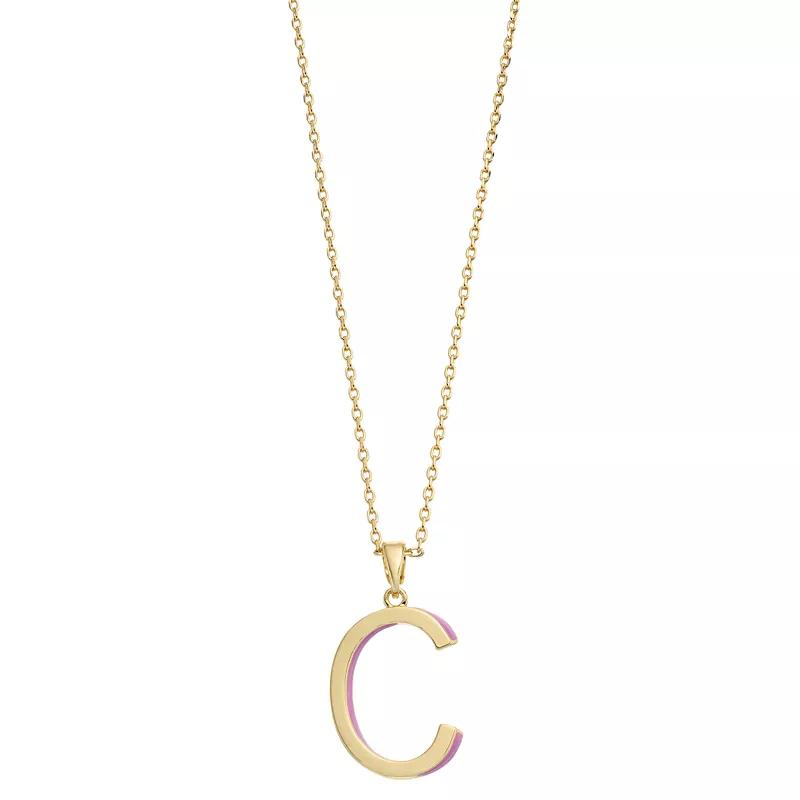 City Luxe Gold Tone Initial Charm Pendant Necklace, Womens Gold Tone C Product Image