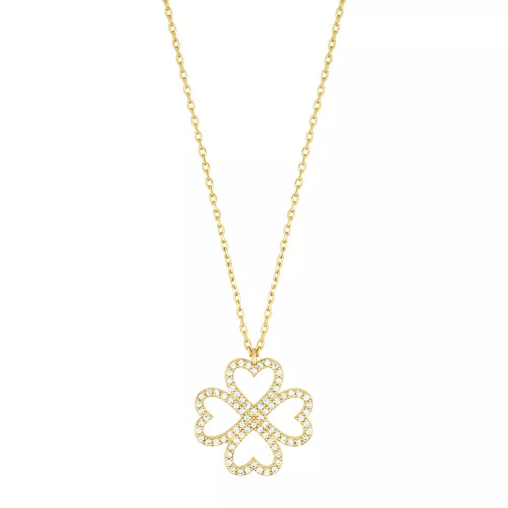 Adornia Heart Cubic Zirconia Pave Clover Pendant Necklace, Womens Gold Tone Product Image