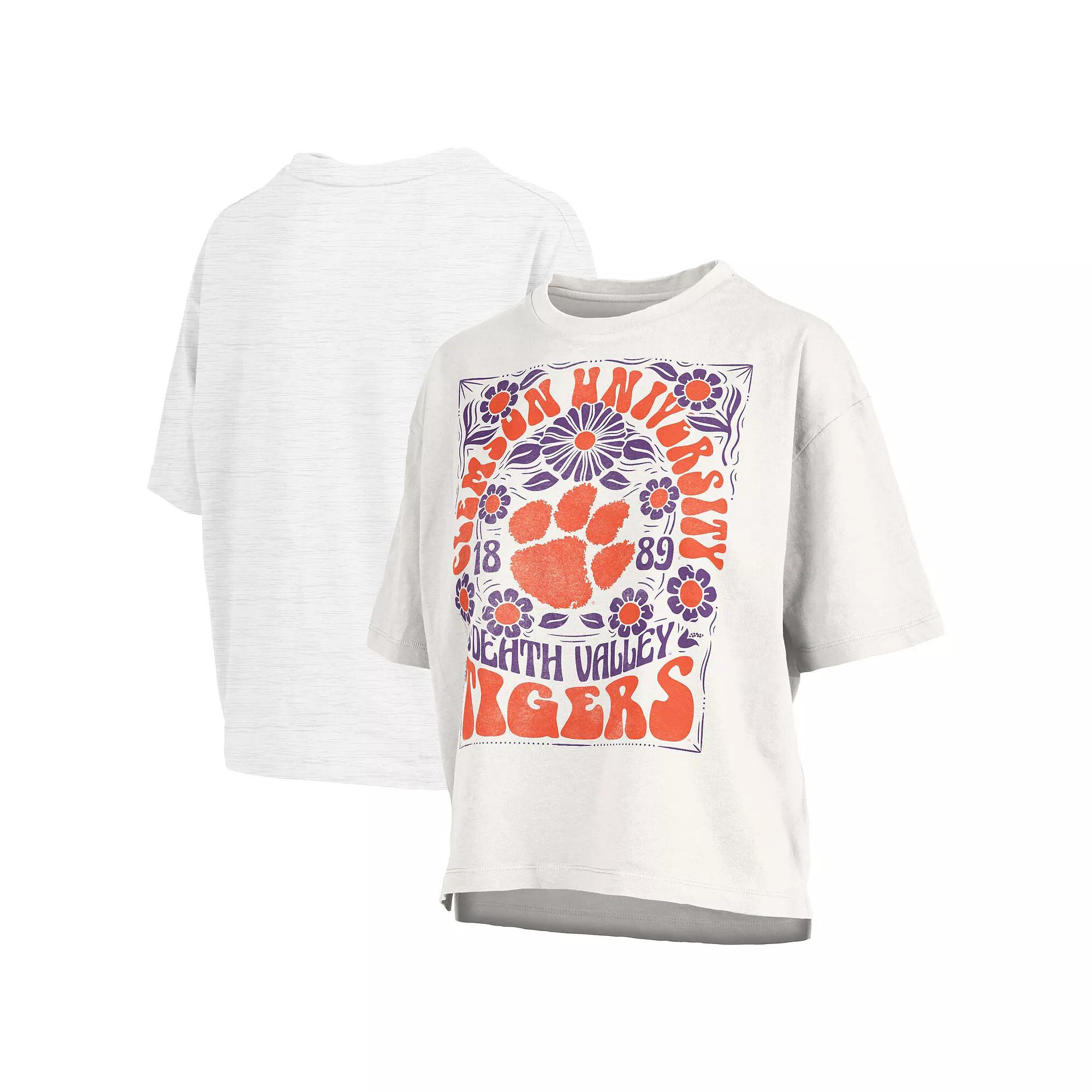 Women's Pressbox White Clemson Tigers Harmony Oversized T-Shirt, Size: Small Product Image