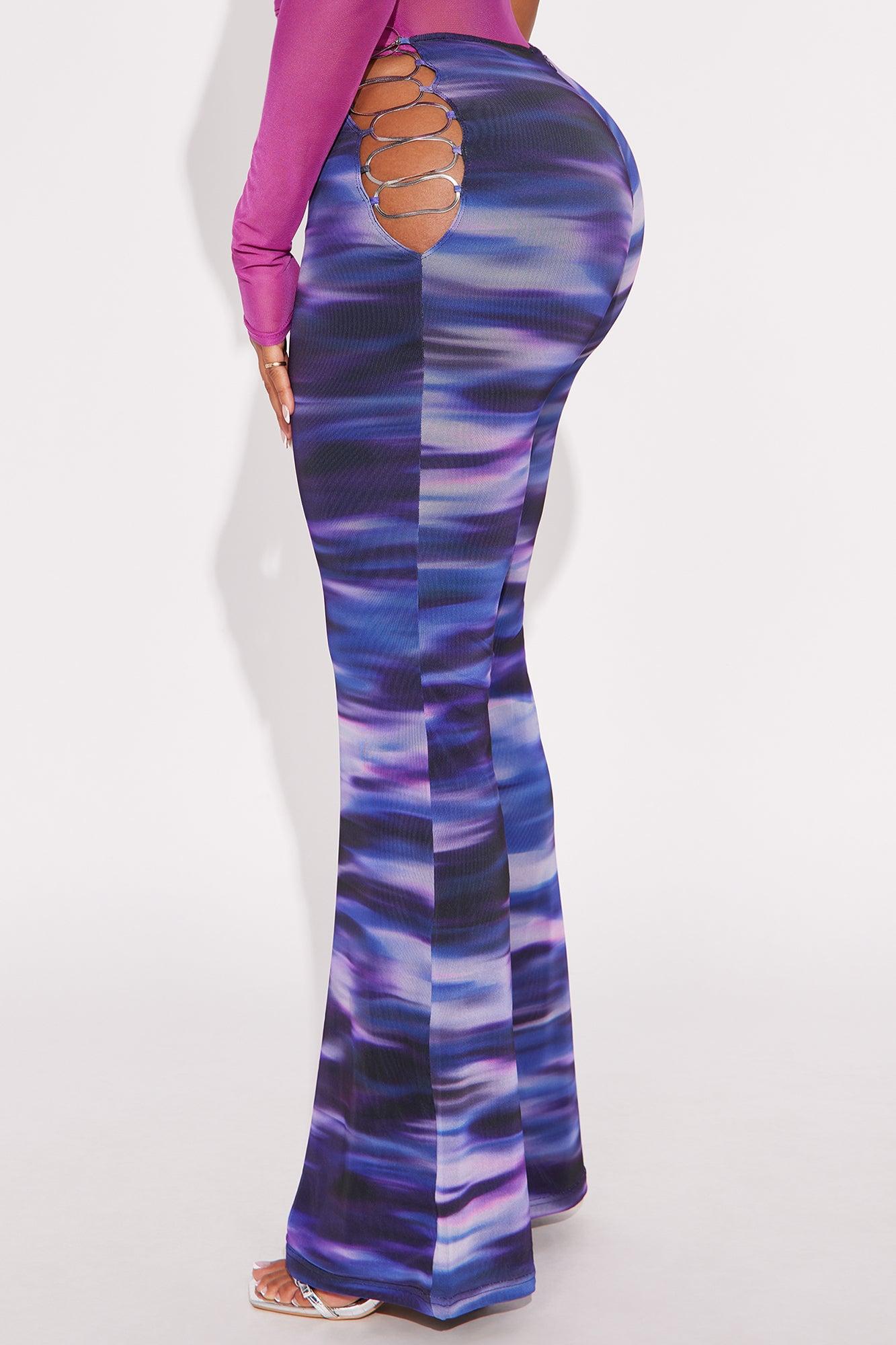 Have It My Way Mesh Flare Pants - Purple/combo Female Product Image