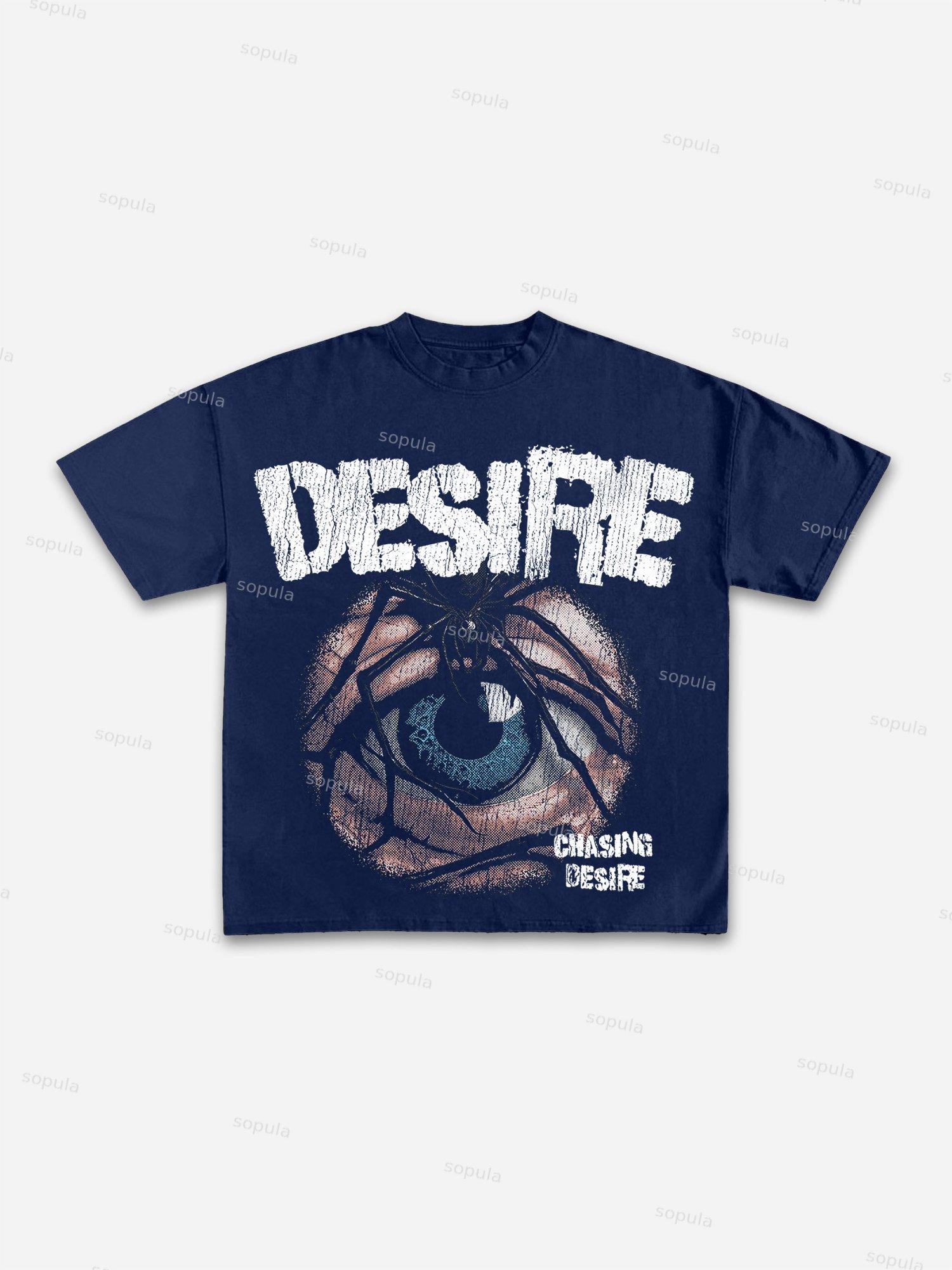 Spider Covering Eyes Print Cotton T-shirt Product Image
