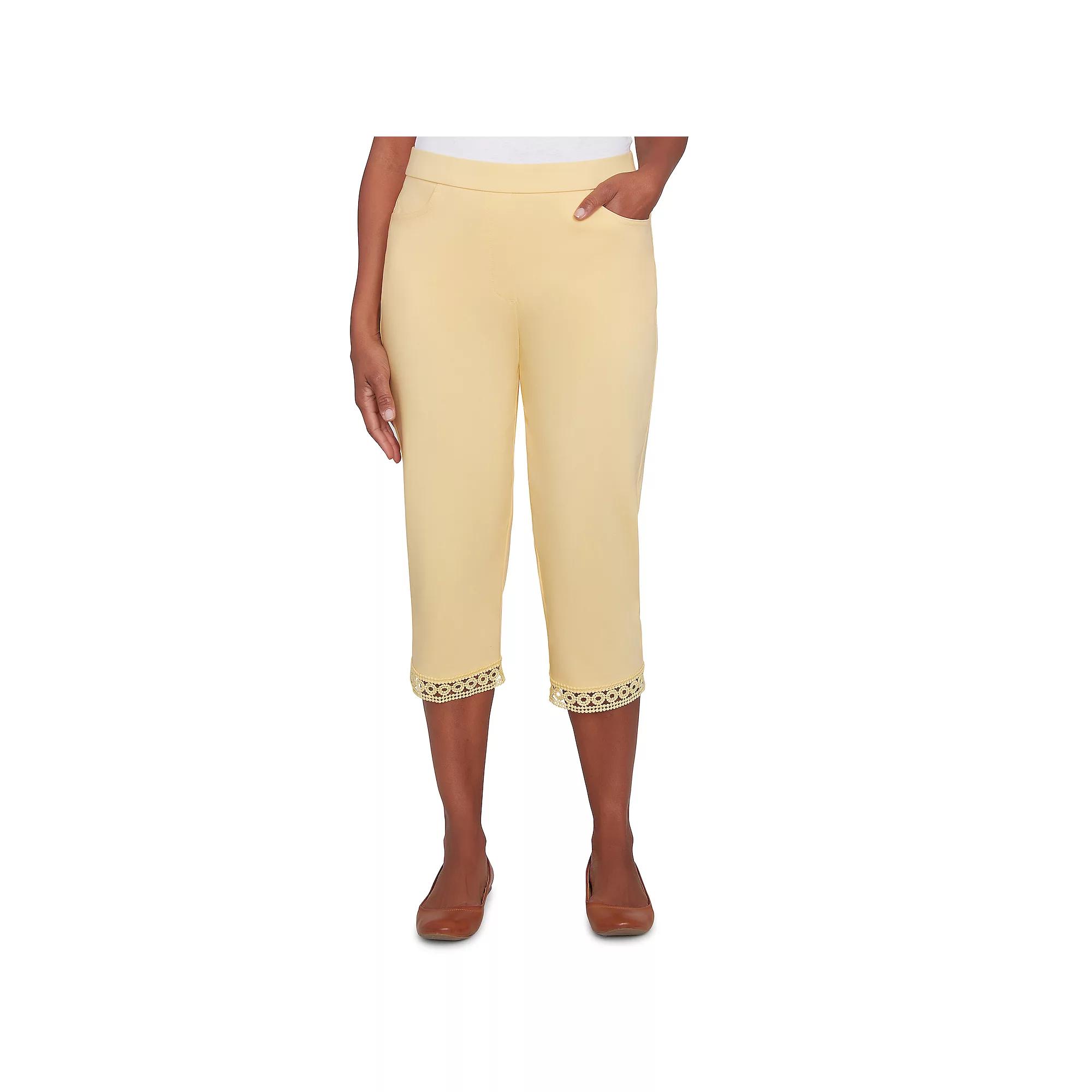 Women's Alfred Dunner Comfort Allure Embellished Capri Pant, Size: 16, Buttercup Product Image