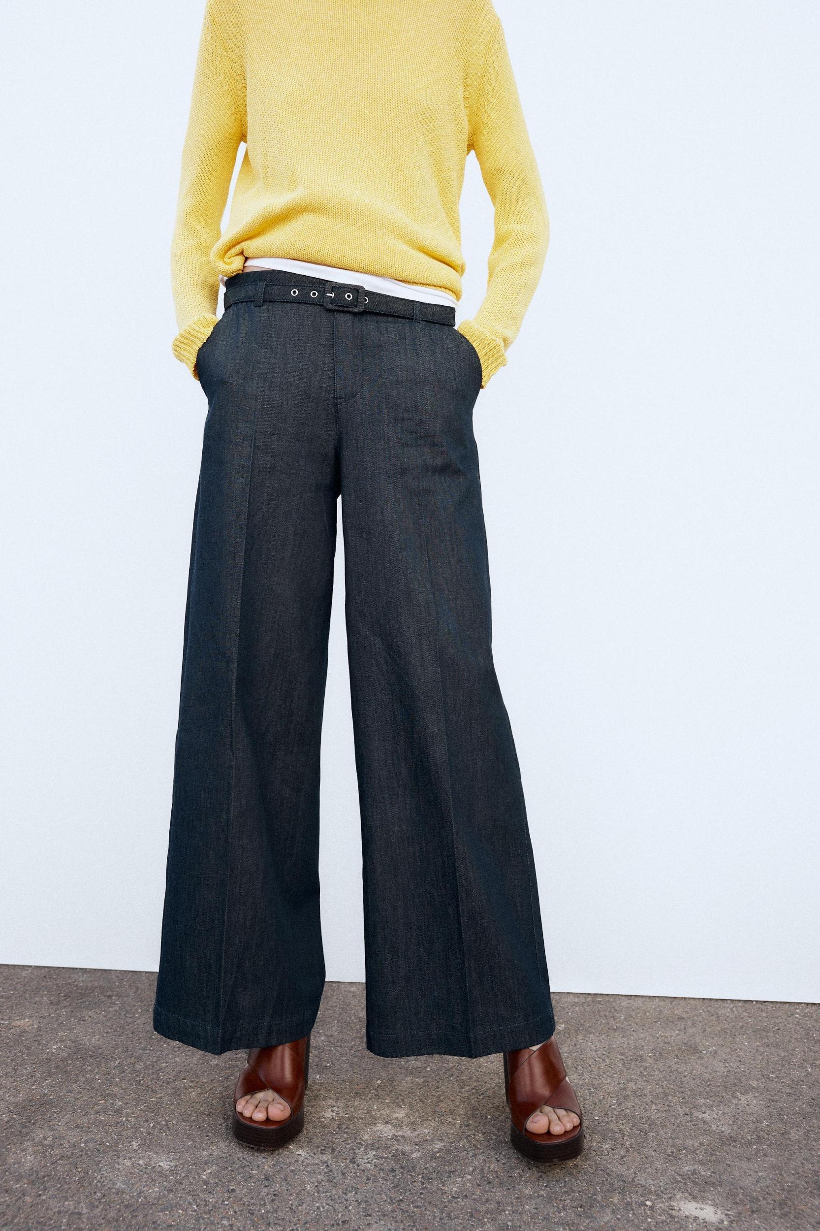 Z1975 WIDE-LEG BELTED DENIM PANTS Product Image
