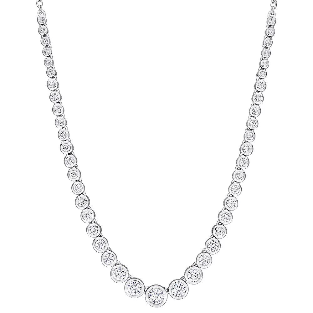 Stella Grace Sterling Silver Lab-Created Moissanite Graduated Necklace, Women's, Size: 17" Product Image