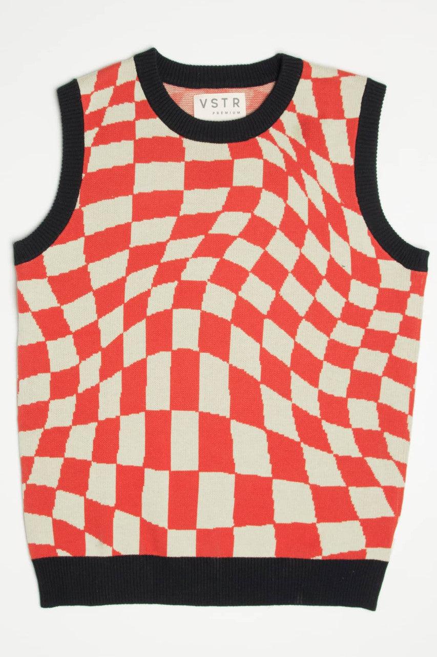 Red Tripping Checkers Sweater Vest Product Image