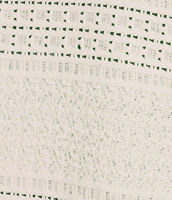 Ruby Rd. Crochet Knit Boat Neck Short Button Tab Sleeve Top Product Image