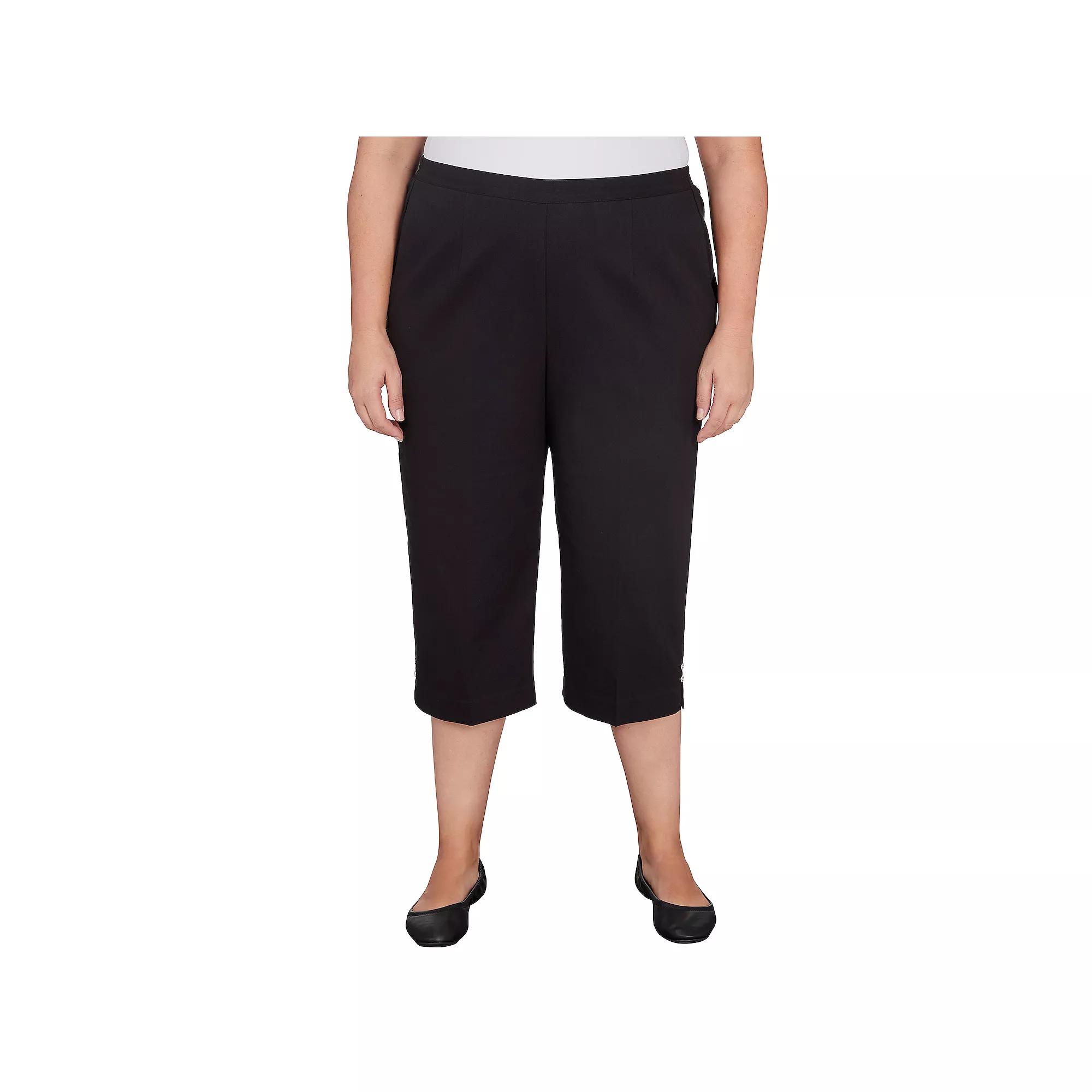 Plus Size Alfred Dunner Twill Split Hem Capri Pants, Women's, Size: 24 W, Black Product Image