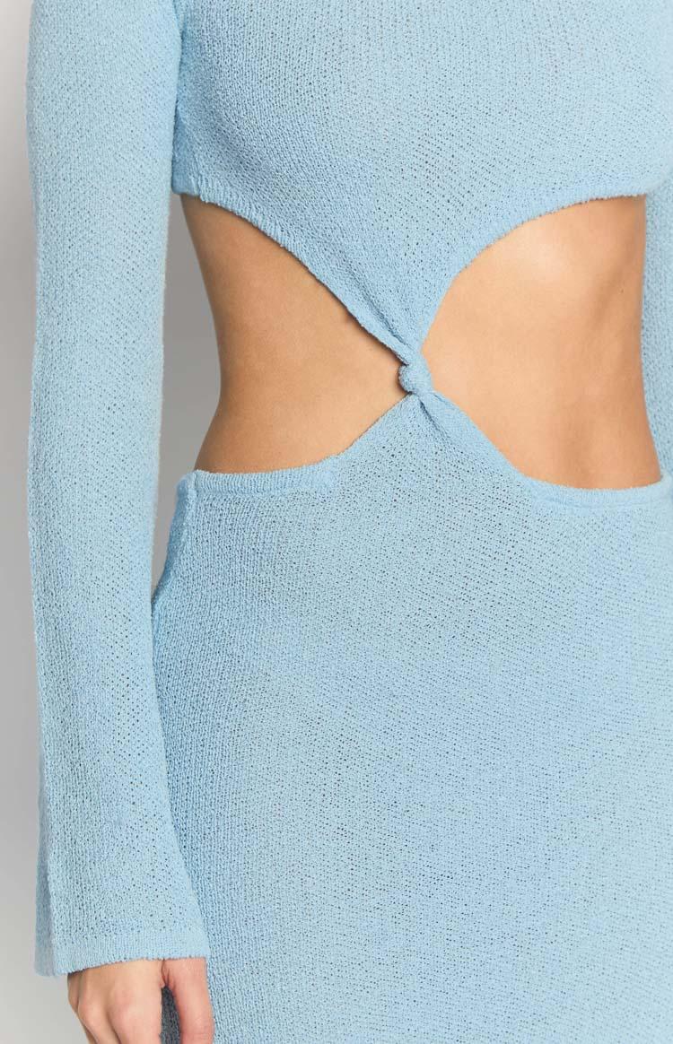 Arya Blue Long Sleeve Knit Maxi Dress Baby Product Image