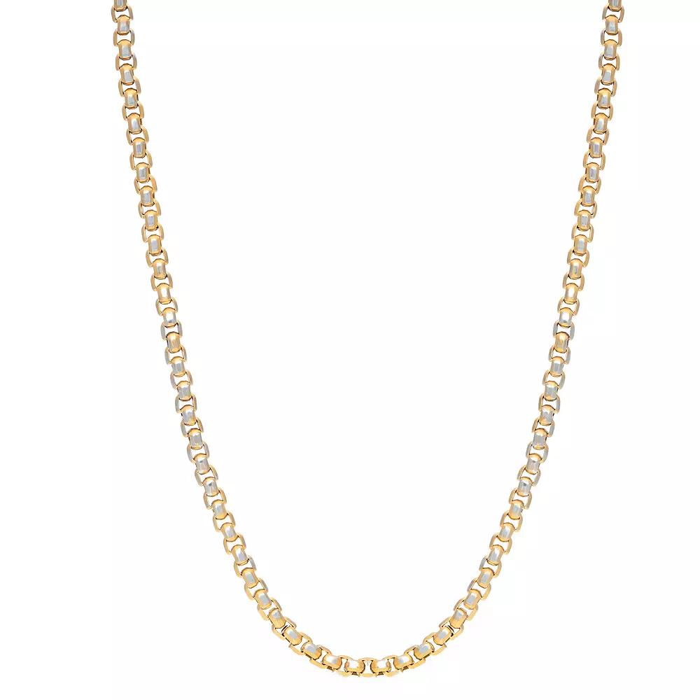 Men's LYNX Stainless Steel Box Chain Necklace, Size: 22", Gold Tone Product Image