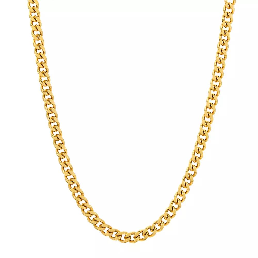 Adornia Stainless Steel 5 mm Cuban Chain Necklace, Women's, Size: 24", Gold Tone Product Image