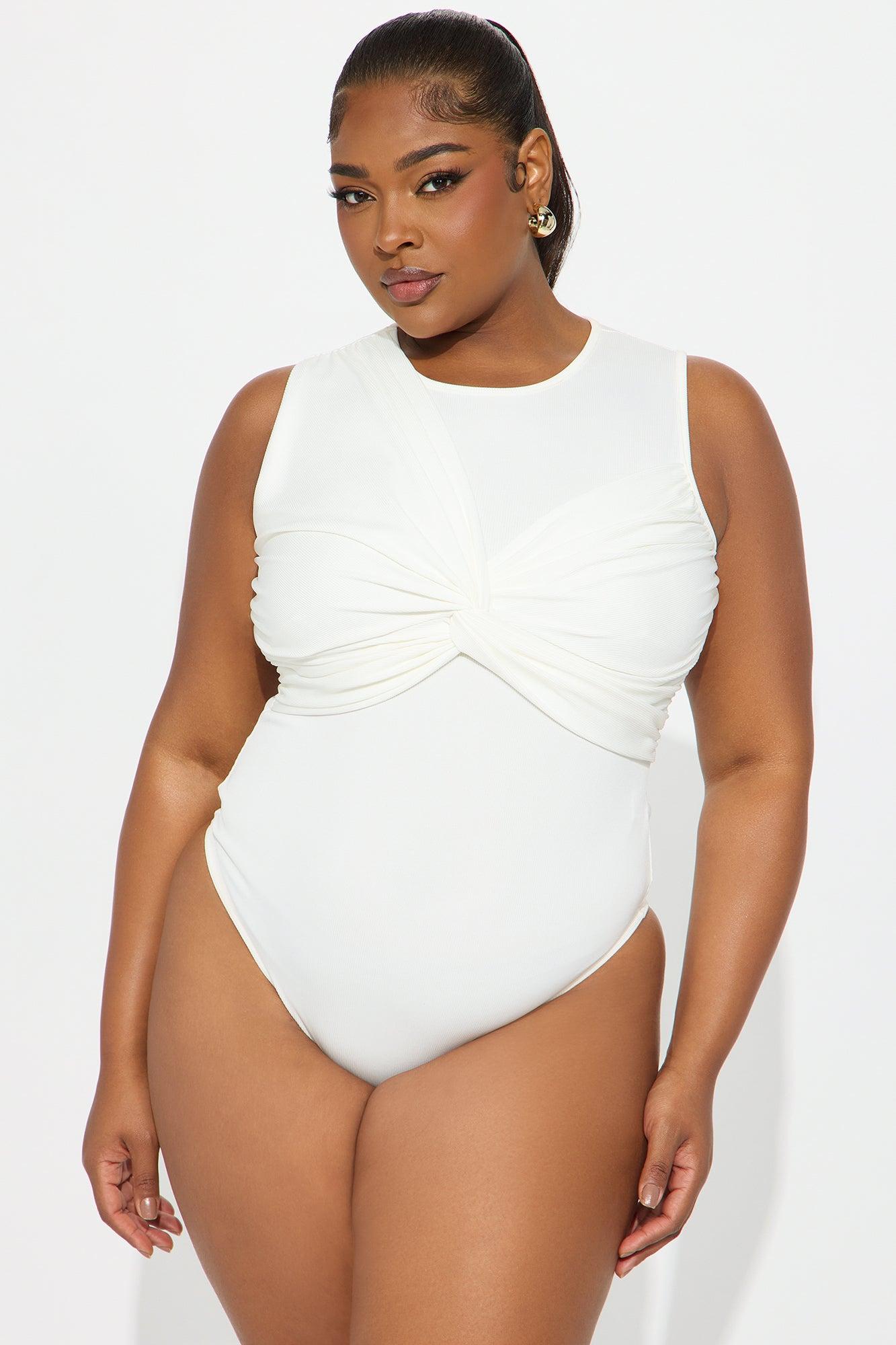 With A Twist Ribbed Bodysuit - Ivory Female Product Image