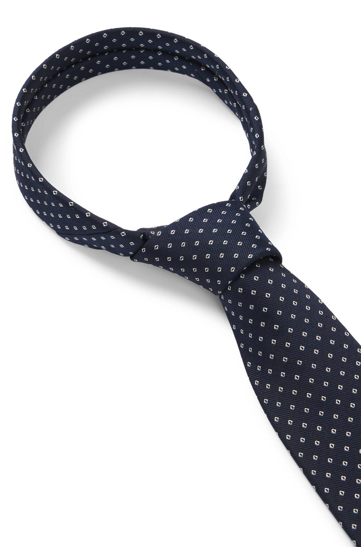 BOSS - Silk-blend tie with jacquard-woven pattern - Dark Blue Product Image