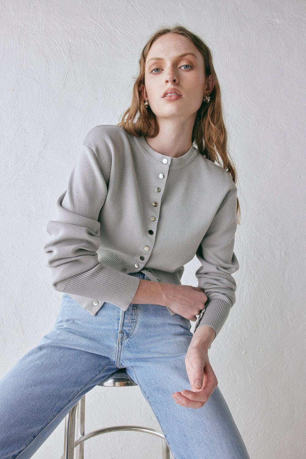 Sasha Knit Cardigan Grey Product Image