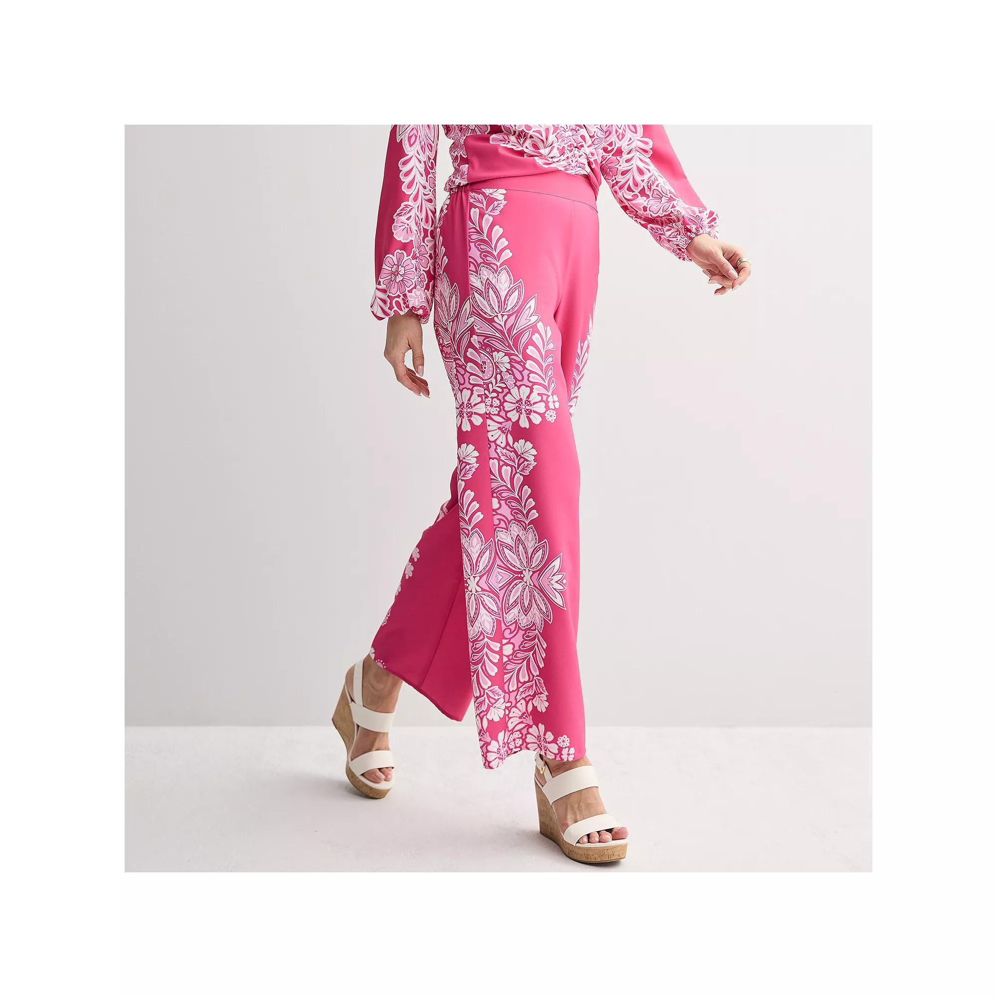 Women's INTEMPO™ Printed Border Pants, Size: Large, Pink Product Image