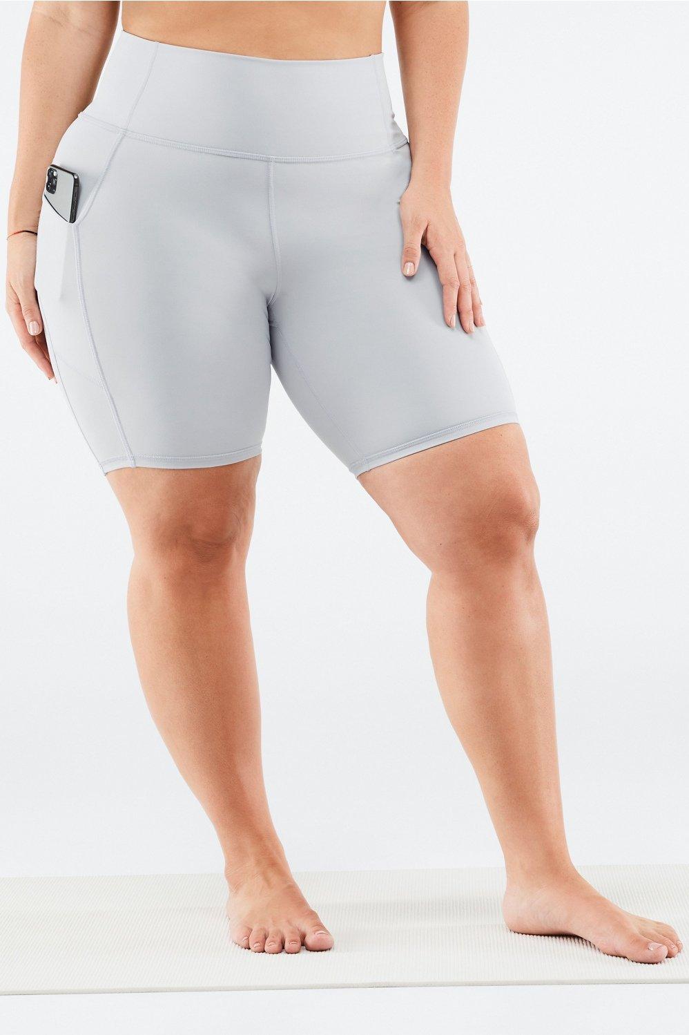 Fabletics Oasis High-Waisted Pocket Short 9 Womens Arctic Grey plus Size 4X Product Image