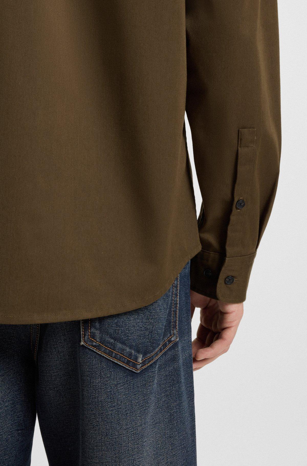 HUGO - Relaxed-fit shirt in soft twill with Kent collar - Light Green Product Image