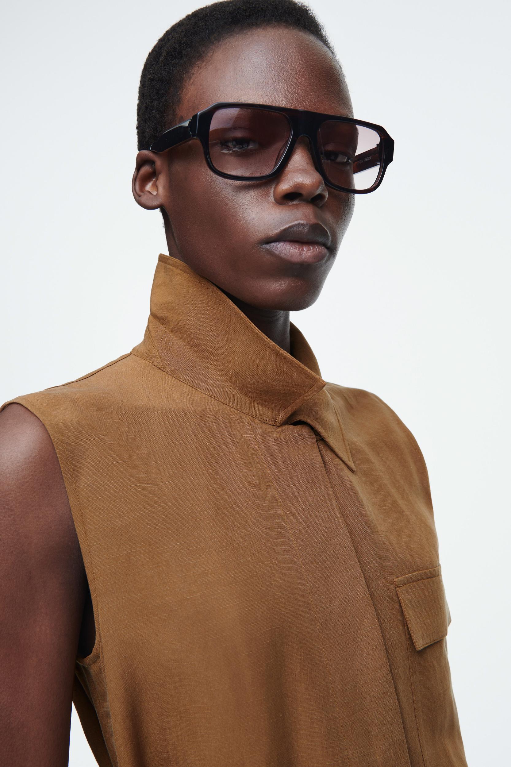 SLEEVELESS UTILITY MIDI SHIRT DRESS Product Image