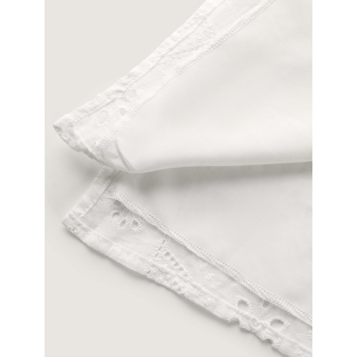 Plus Size WhiteSmoke Cotton Eyelet Embroidery V-Neck Blouse Women Boho Elbow-length sleeve V-neck Vacation Blouses BloomChic 26/4X Product Image