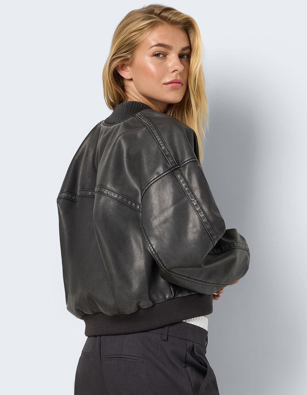 NOISY MAY Dixie Womens Faux Leather Bomber Jacket - BLACK Product Image