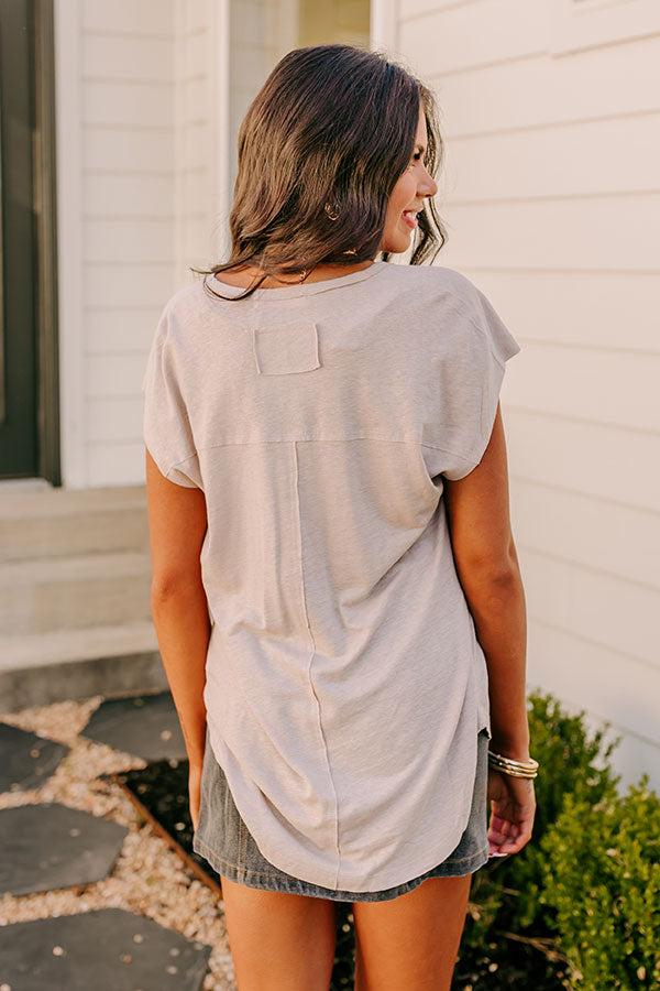 Fan Fav Linen-Blend Shift Top in Warm Taupe Product Image