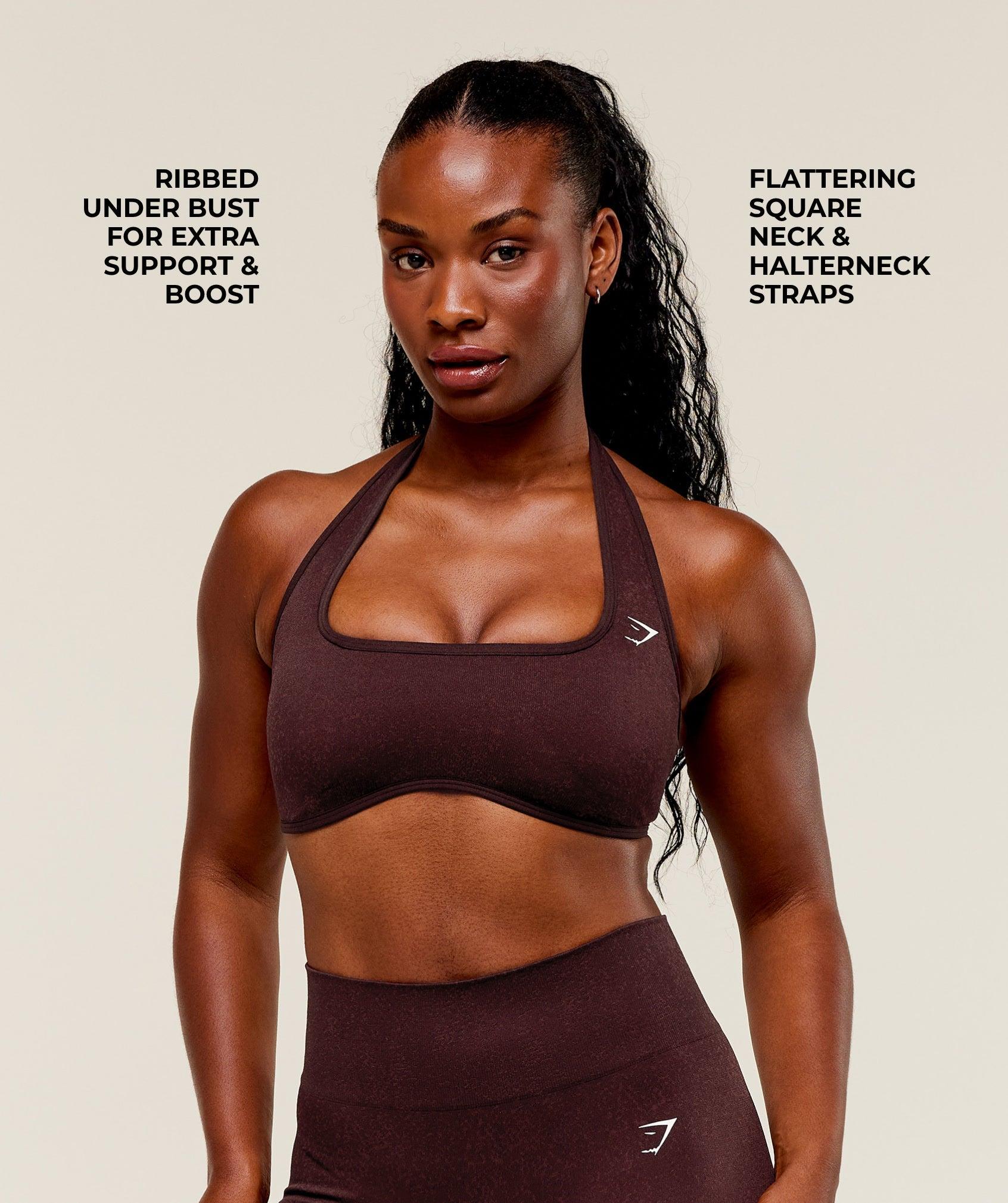 Gymshark Adapt Fleck x Whitney Halterneck Sports Bra - Cherry Purple/Rich Maroon Female Product Image