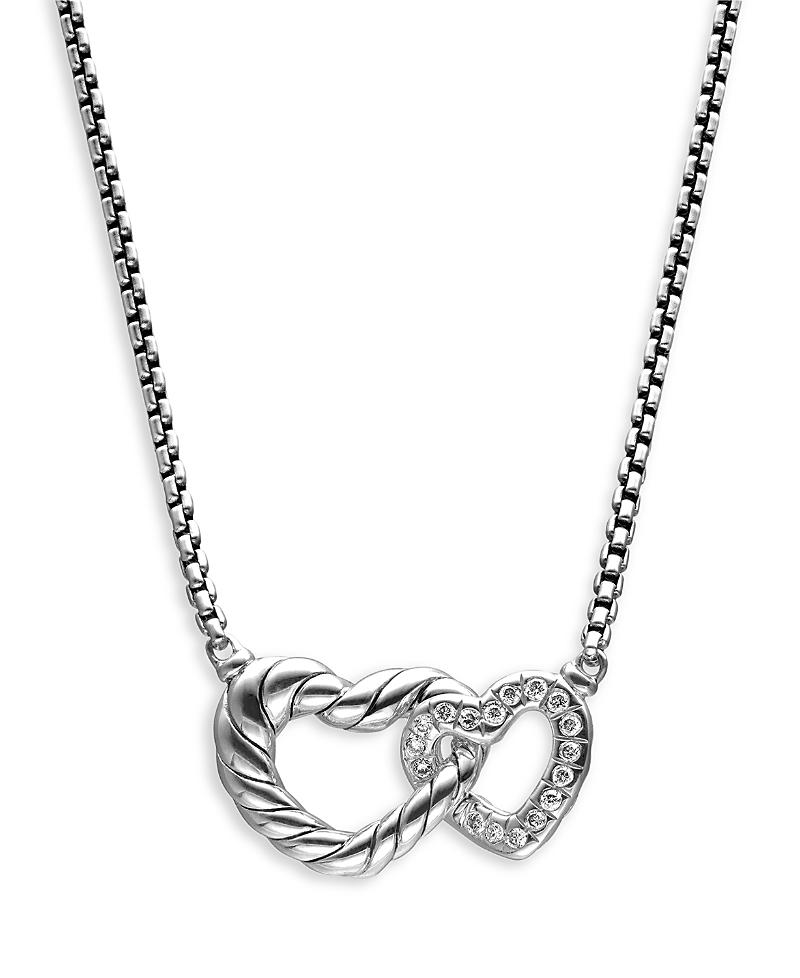 David Yurman Sterling Cable Collectibles Diamond Heart Pendant Necklace, 15-17 Product Image