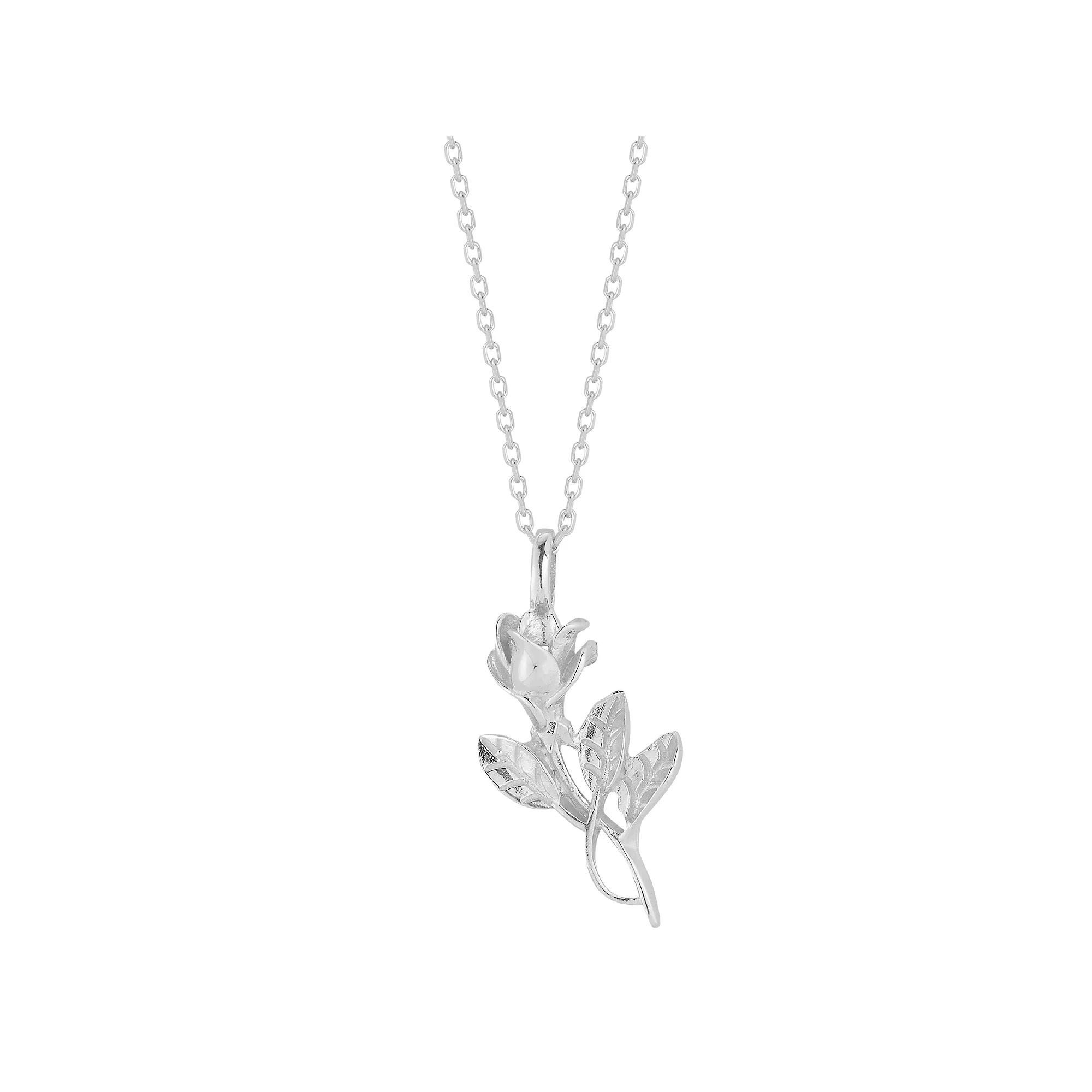 Sunkissed Sterling Sterling Silver 3D Rose Necklace, Women's, Silver Tone Product Image