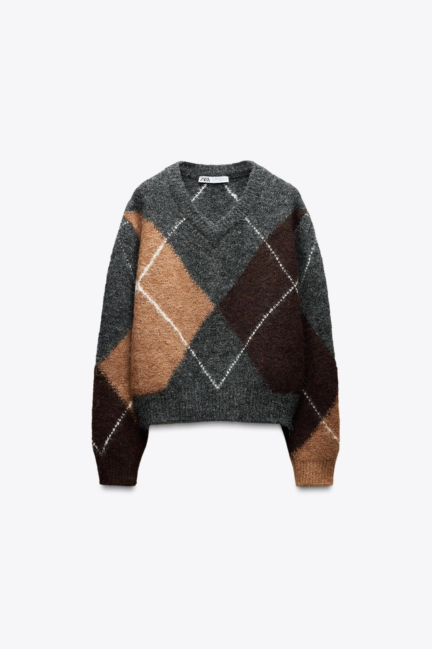 KNIT ARGYLE SWEATER Product Image