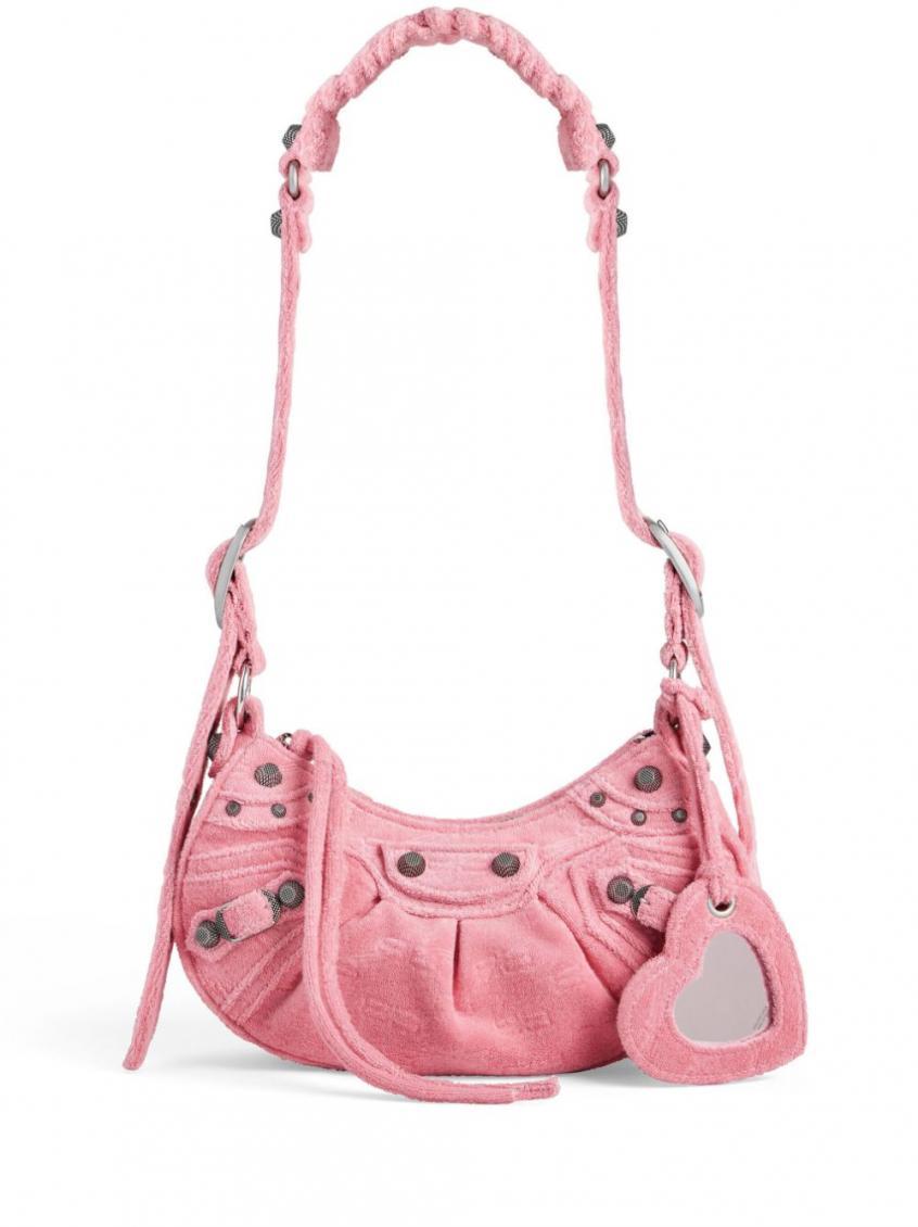 BALENCIAGA Women Pink Nappa Leather Le Cagole Xs Crossbody Bag Product Image
