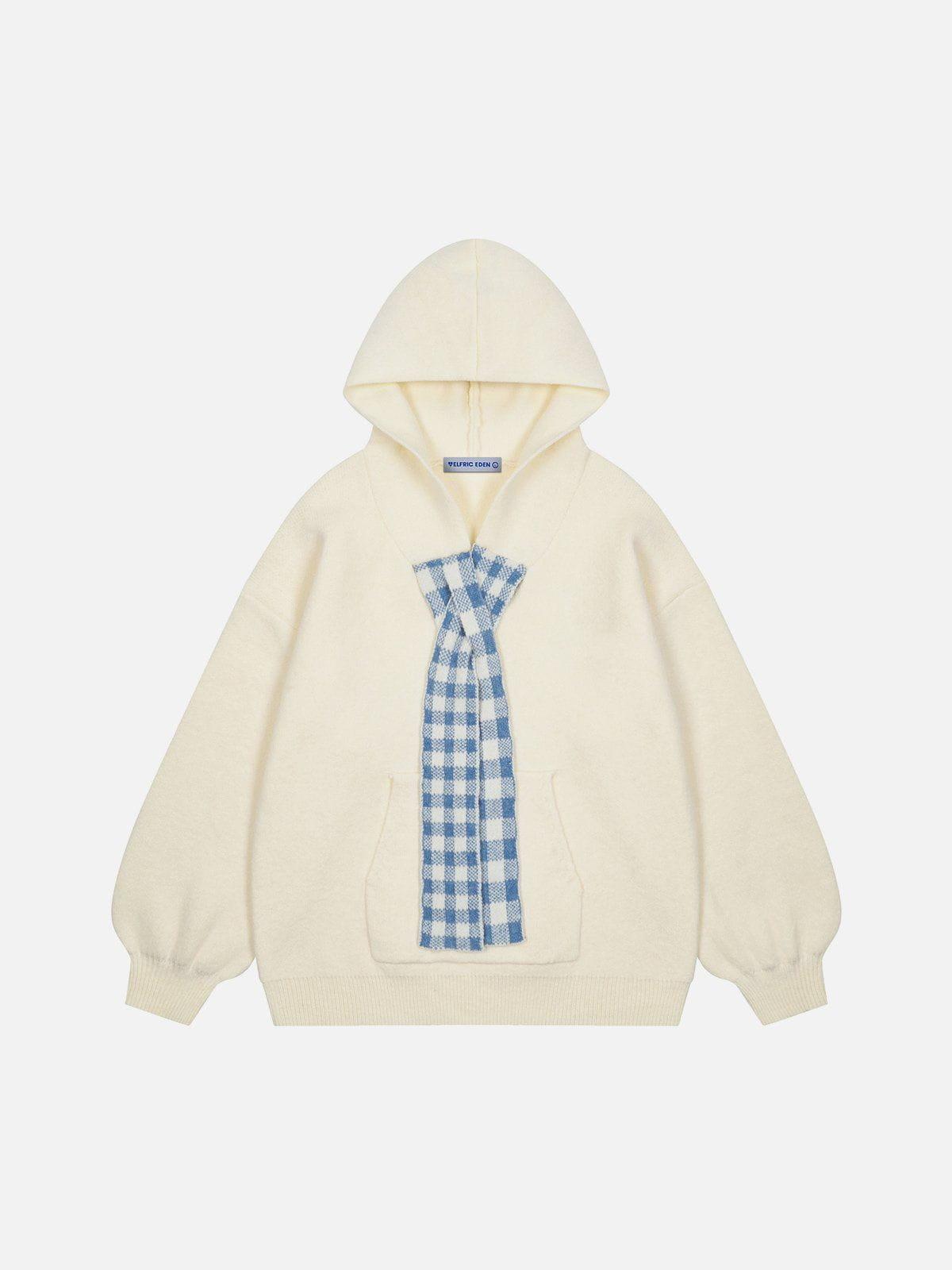 Aelfric Eden Knit Plaid Tie Hoodie Product Image