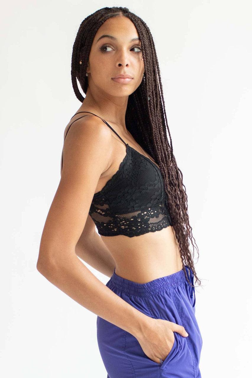 Black Lace Triangle Strap Bralette Product Image